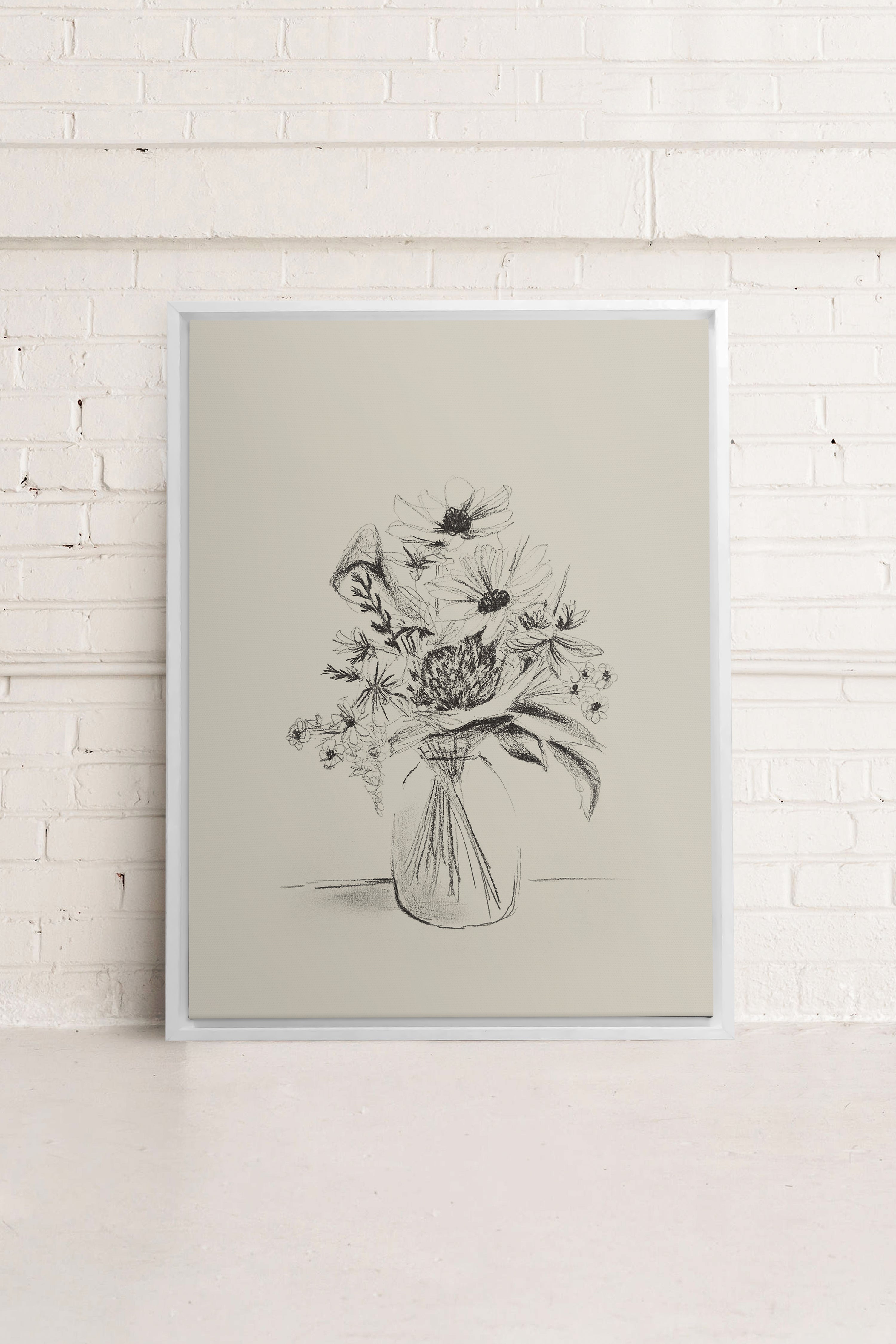 OLEKA CANVAS - SPRING BOUQUET, Oeuvre sur toile étirée, encadré Blanc