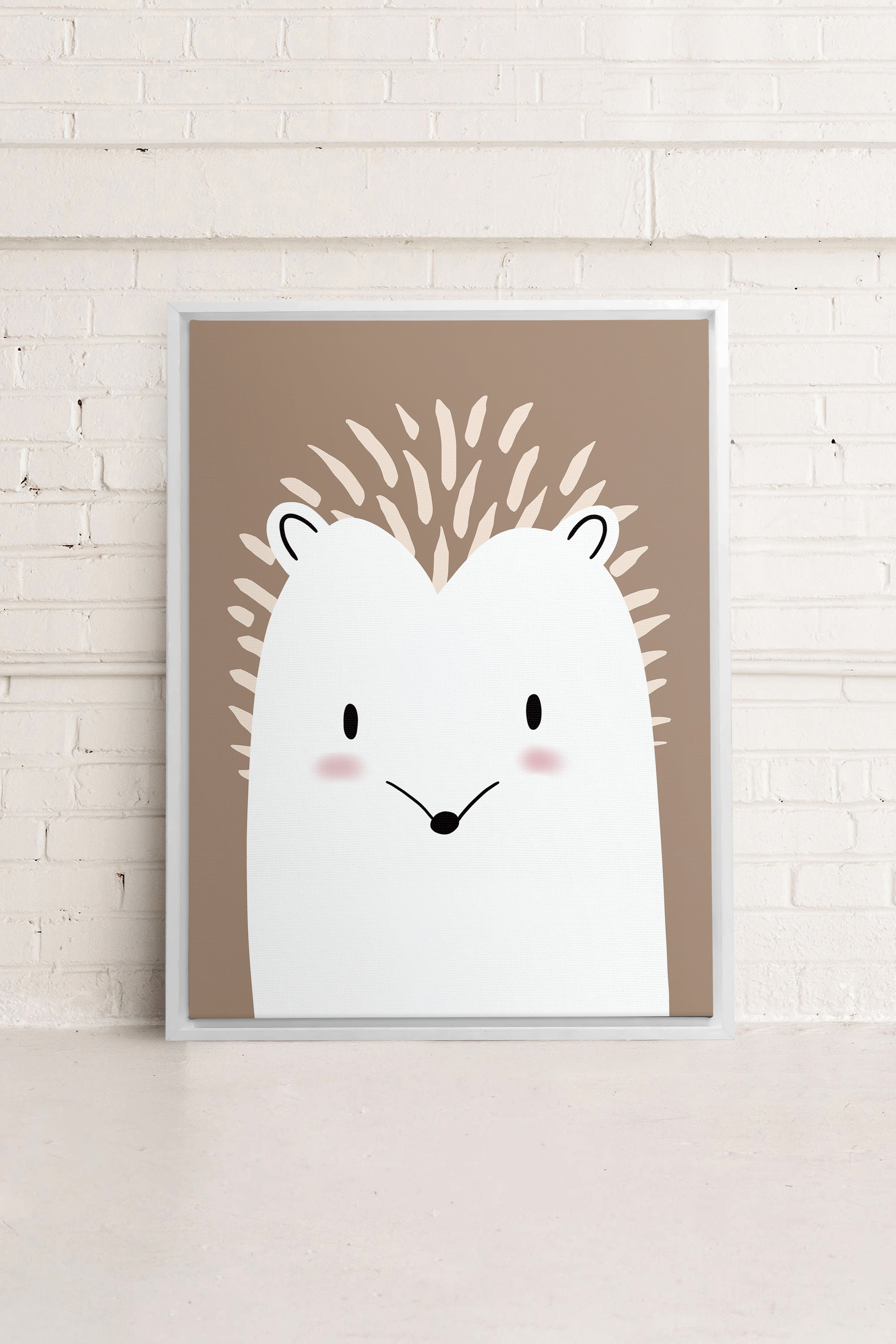 OLEKA CANVAS - HÉRISSON, Oeuvre sur toile étirée, encadré Blanc