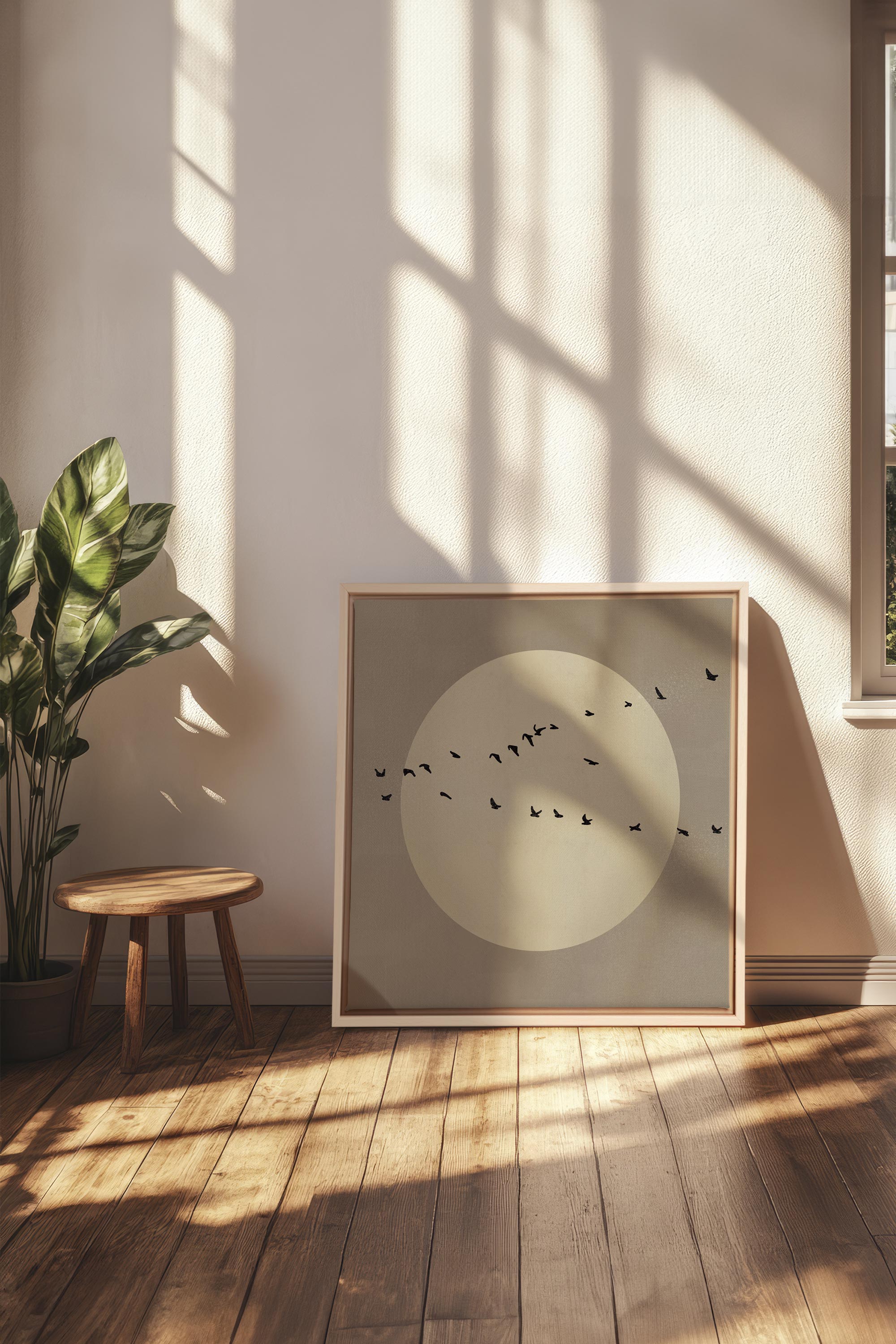 OLEKA CANVAS - FLIGHT OF LIGHT, Oeuvre sur toile étirée, encadré Naturel Clair