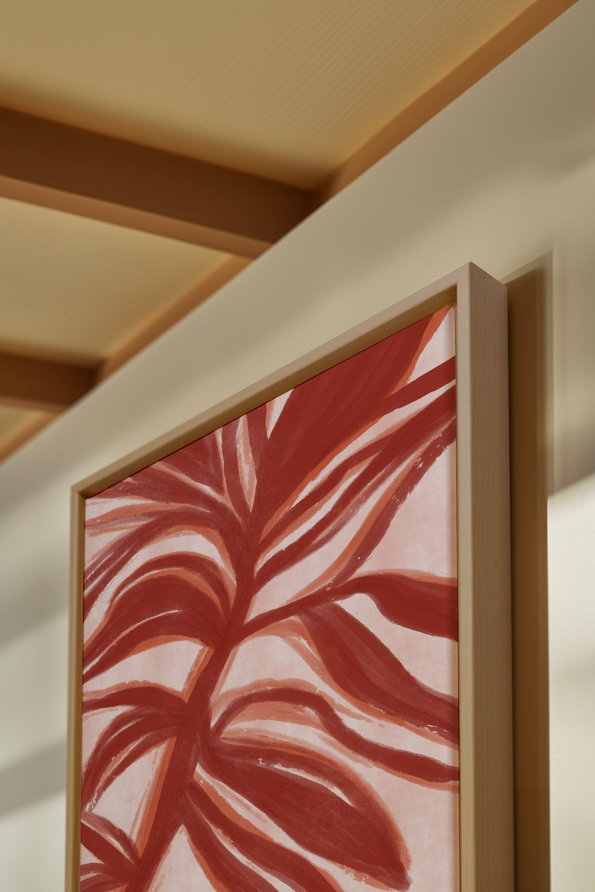 OLEKA CANVAS - BOTANIC FLAME, Oeuvre sur toile étirée, encadré Naturel Clair