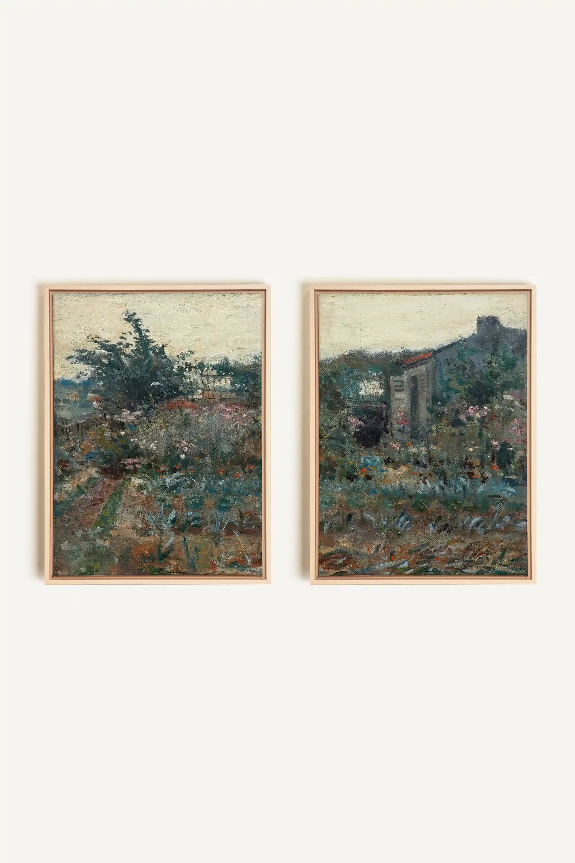 TIMELESS GARDEN DUO, 2 Oeuvres sur toile étirée, encadré Naturel Clair