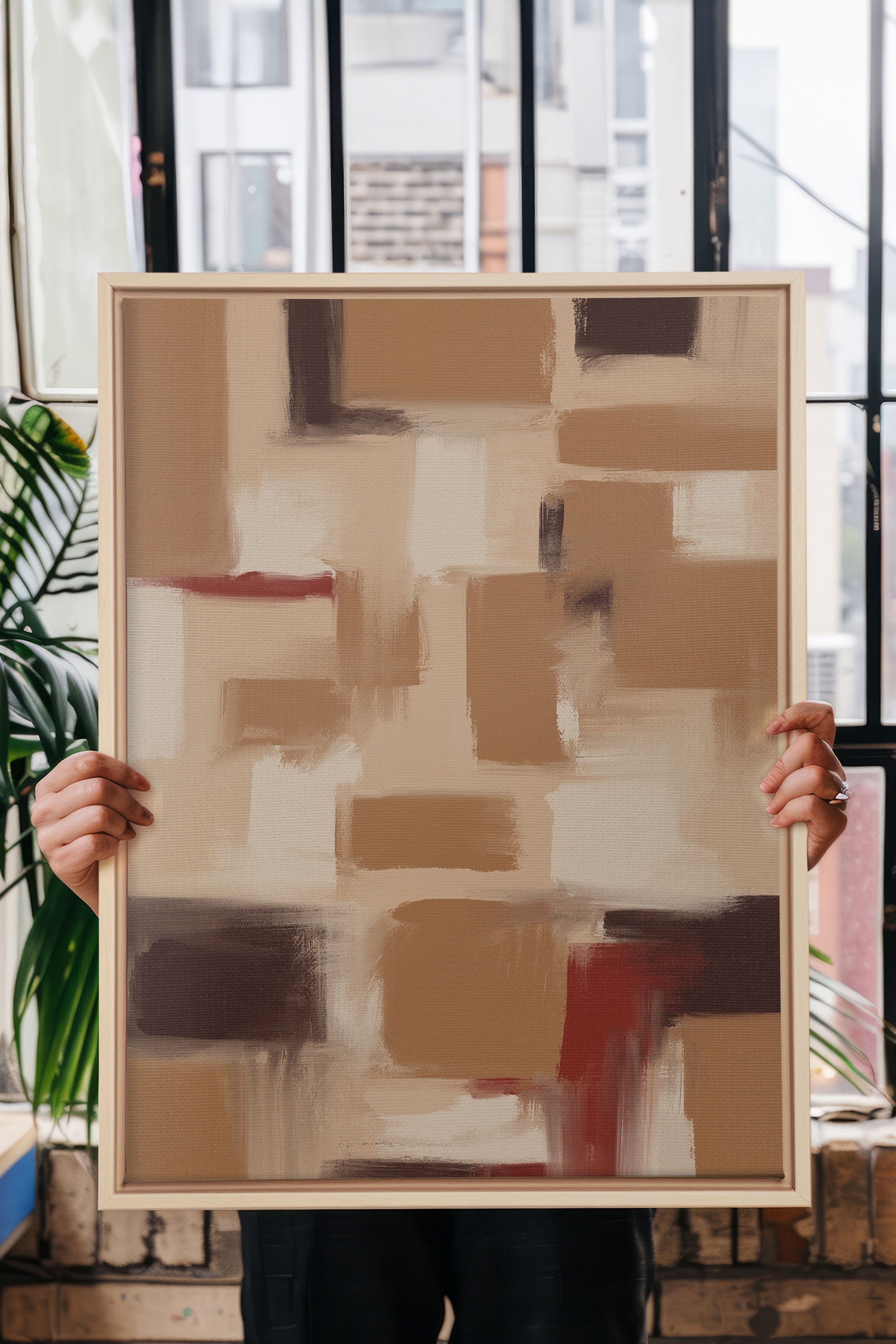 OLEKA CANVAS - TRAITS, Oeuvre sur toile étirée, encadré Naturel Clair