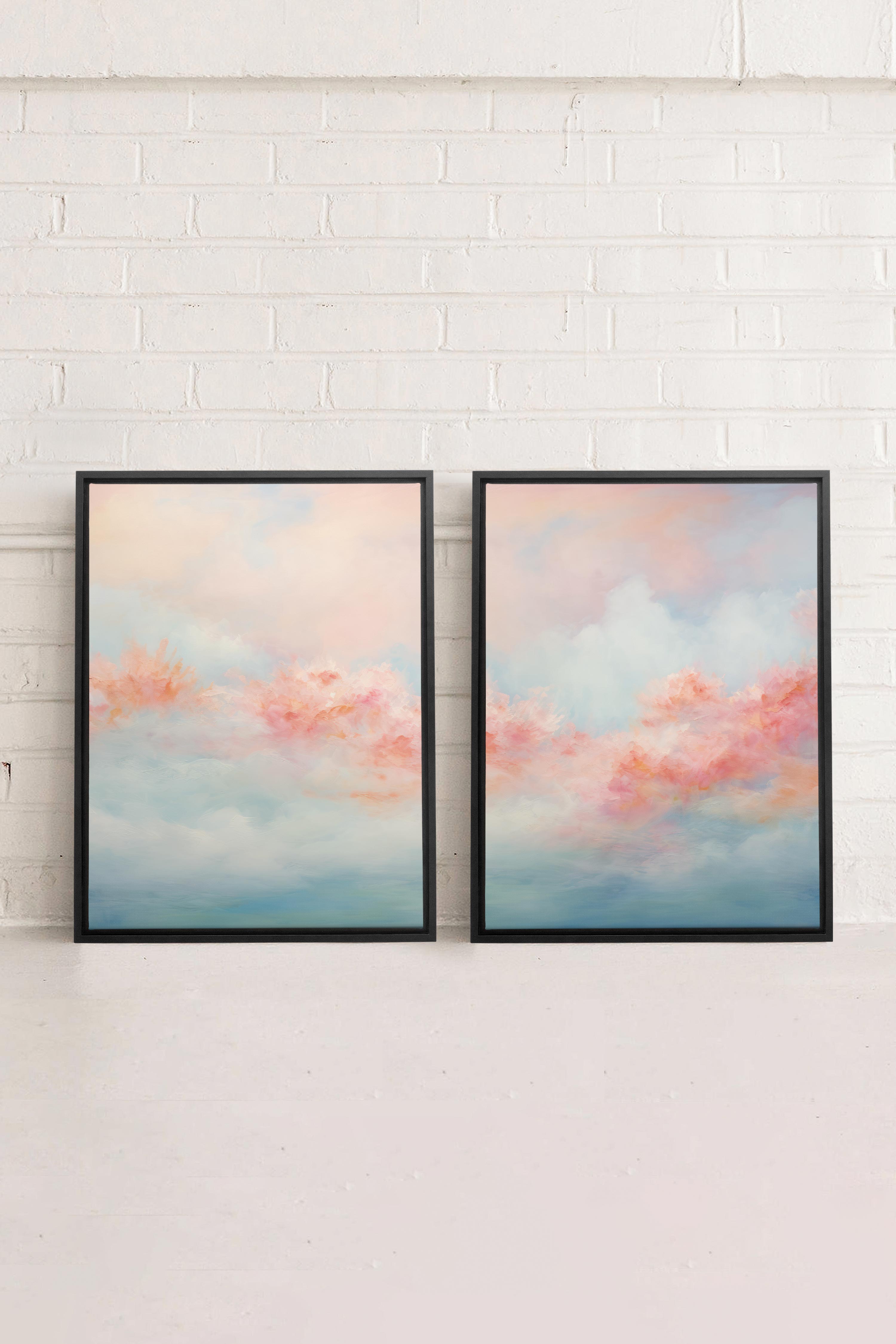 OLEKA CANVAS - MYSTIC SUNSET DUO, 2 Oeuvres sur toile étirée, encadré Noir