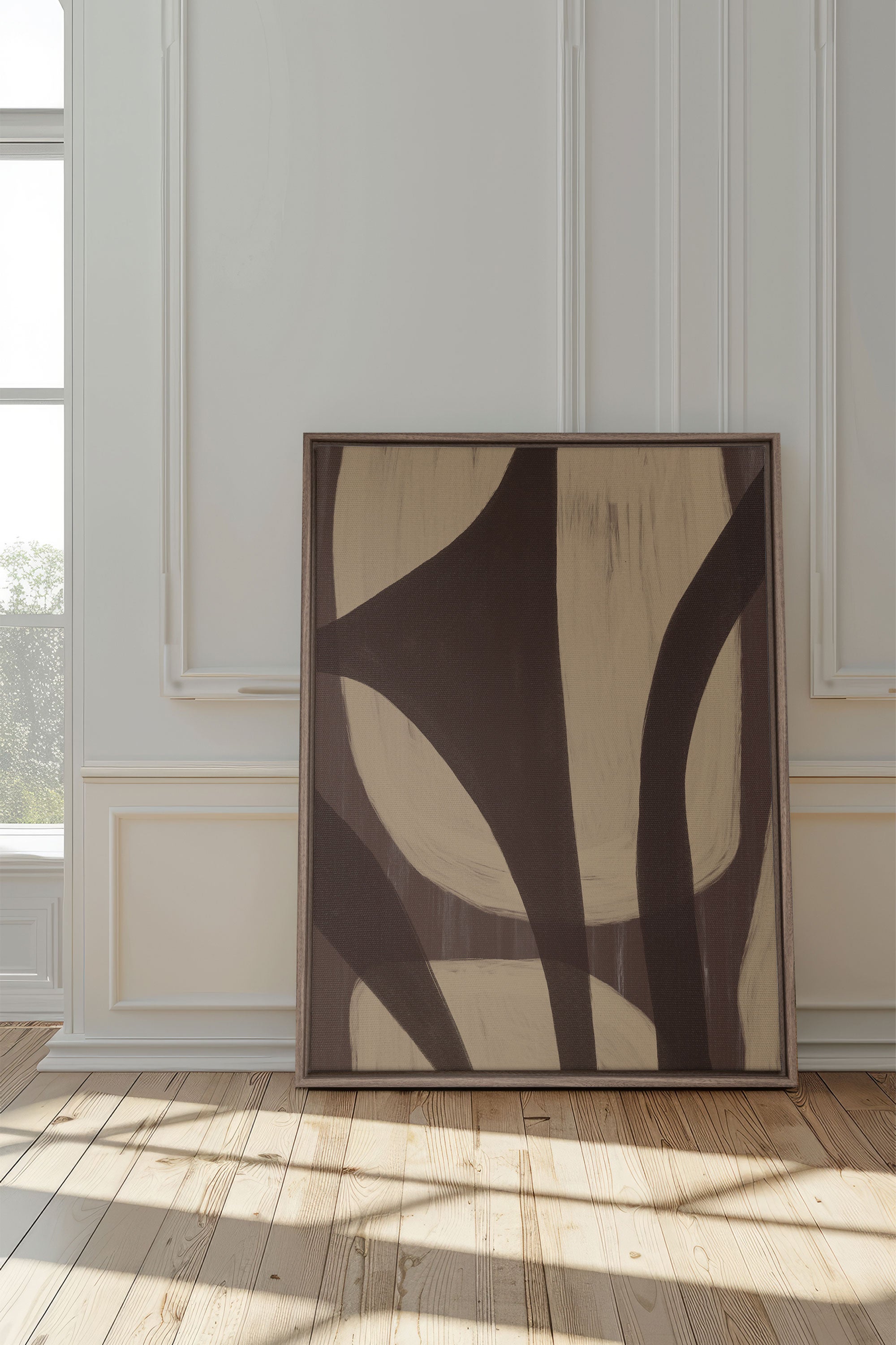 OLEKA CANVAS - SOFT PATHWAYS, Oeuvre sur toile étirée, encadré Brun Chêne