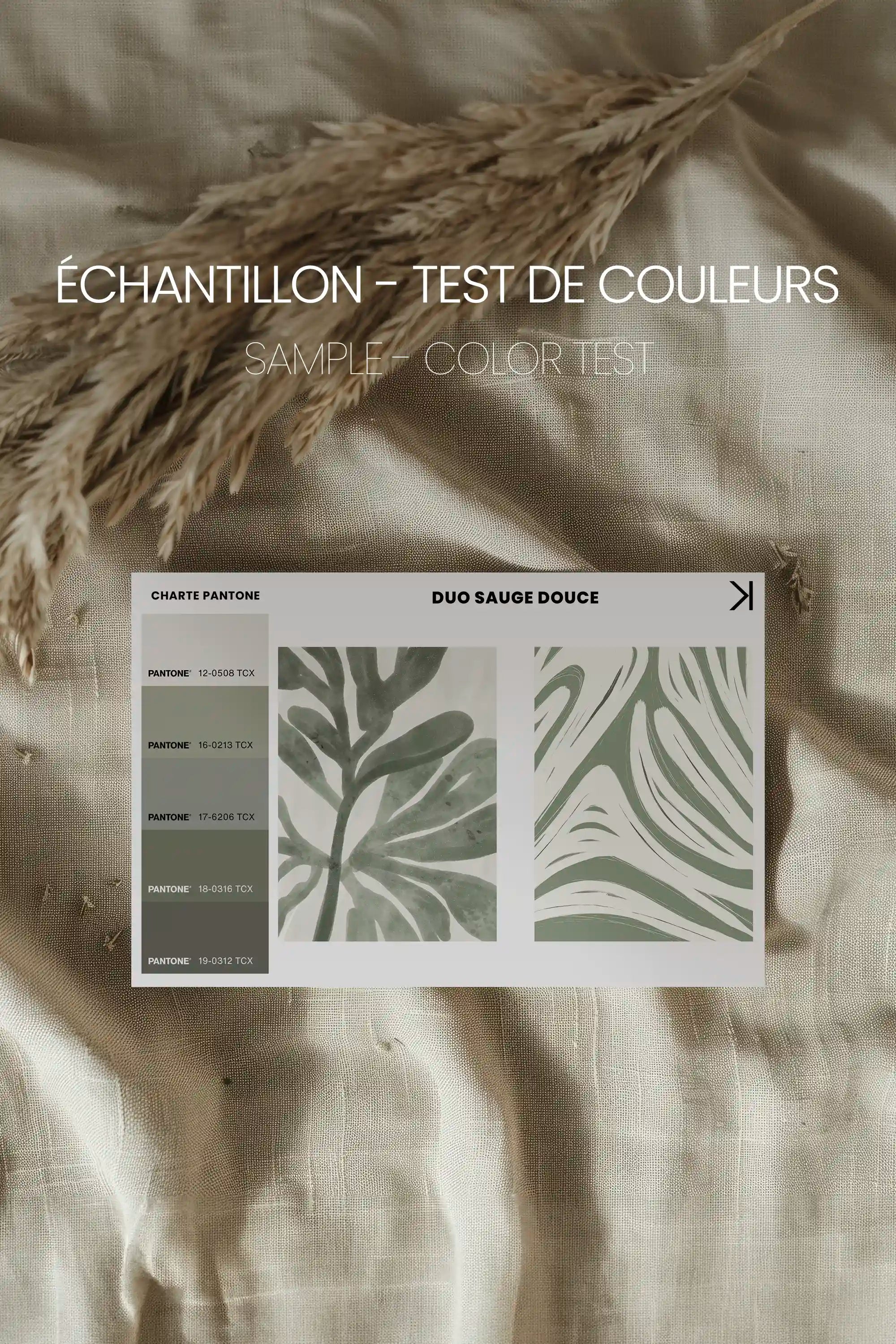 DUO SAUGE DOUCE, 2 Oeuvres sur toile étirée, encadré Brun Chêne