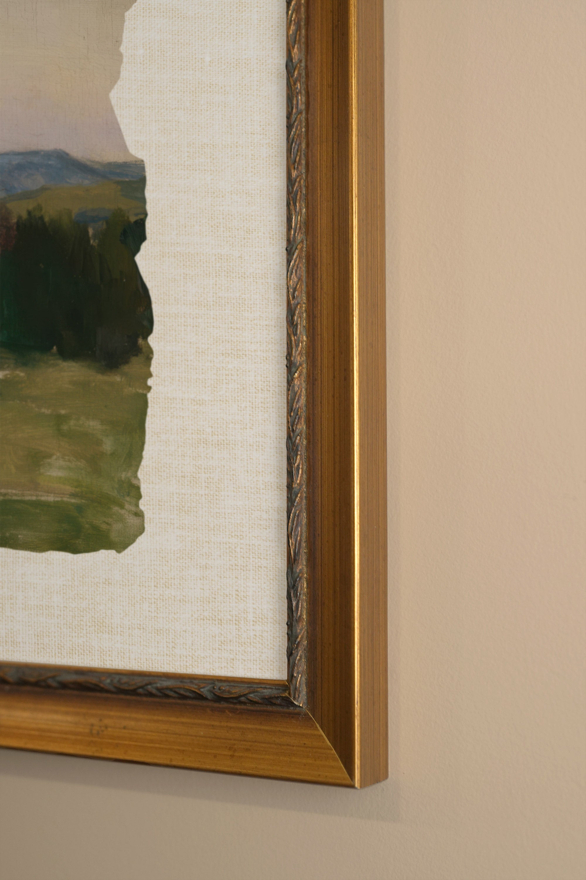 ÉCHOS DU VALLON, Artwork on stretched canvas, framed Vintage Gold