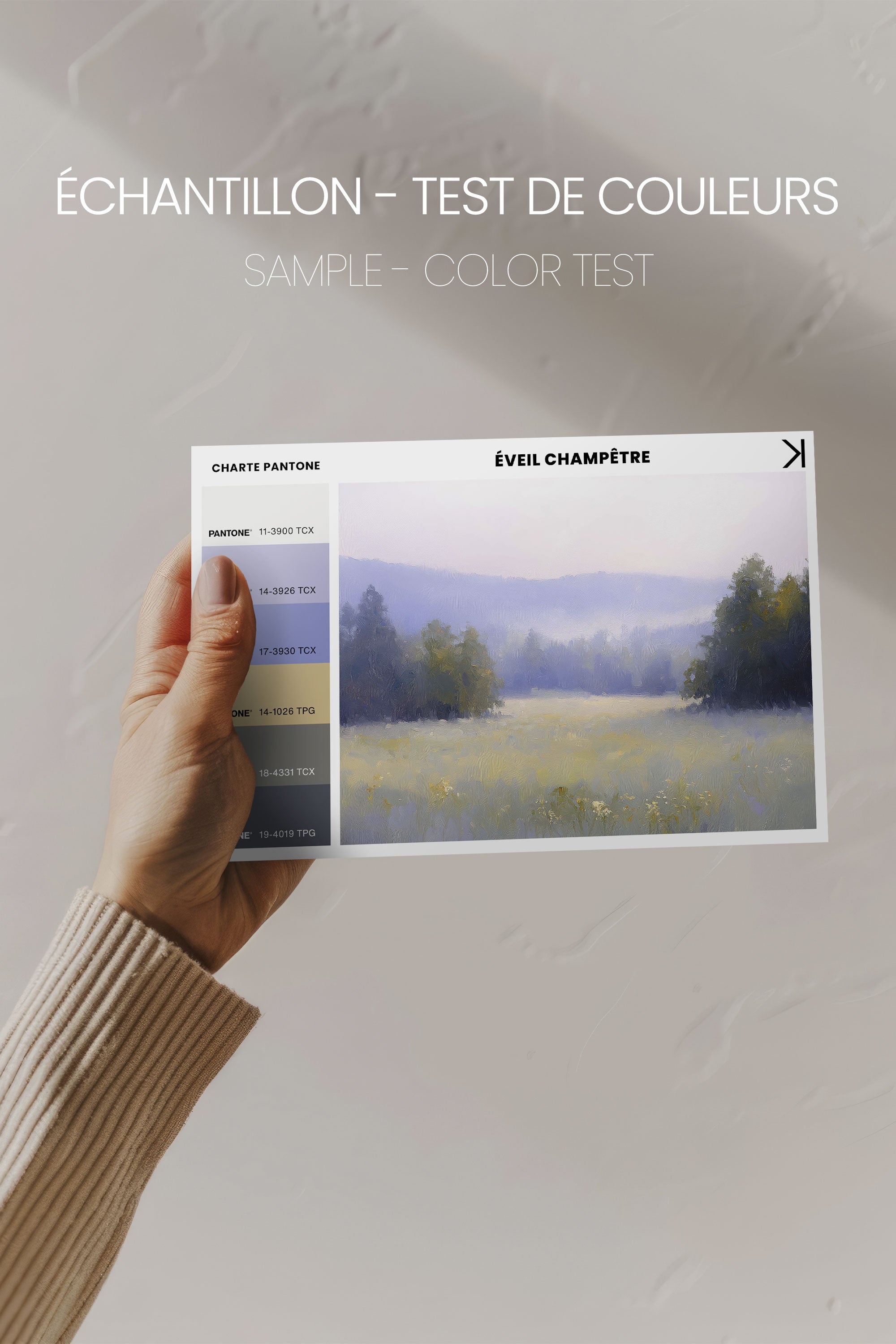 OLEKA CANVAS - ÉVEIL CHAMPÊTRE, Oeuvre sur toile étirée, encadré Brun Chêne