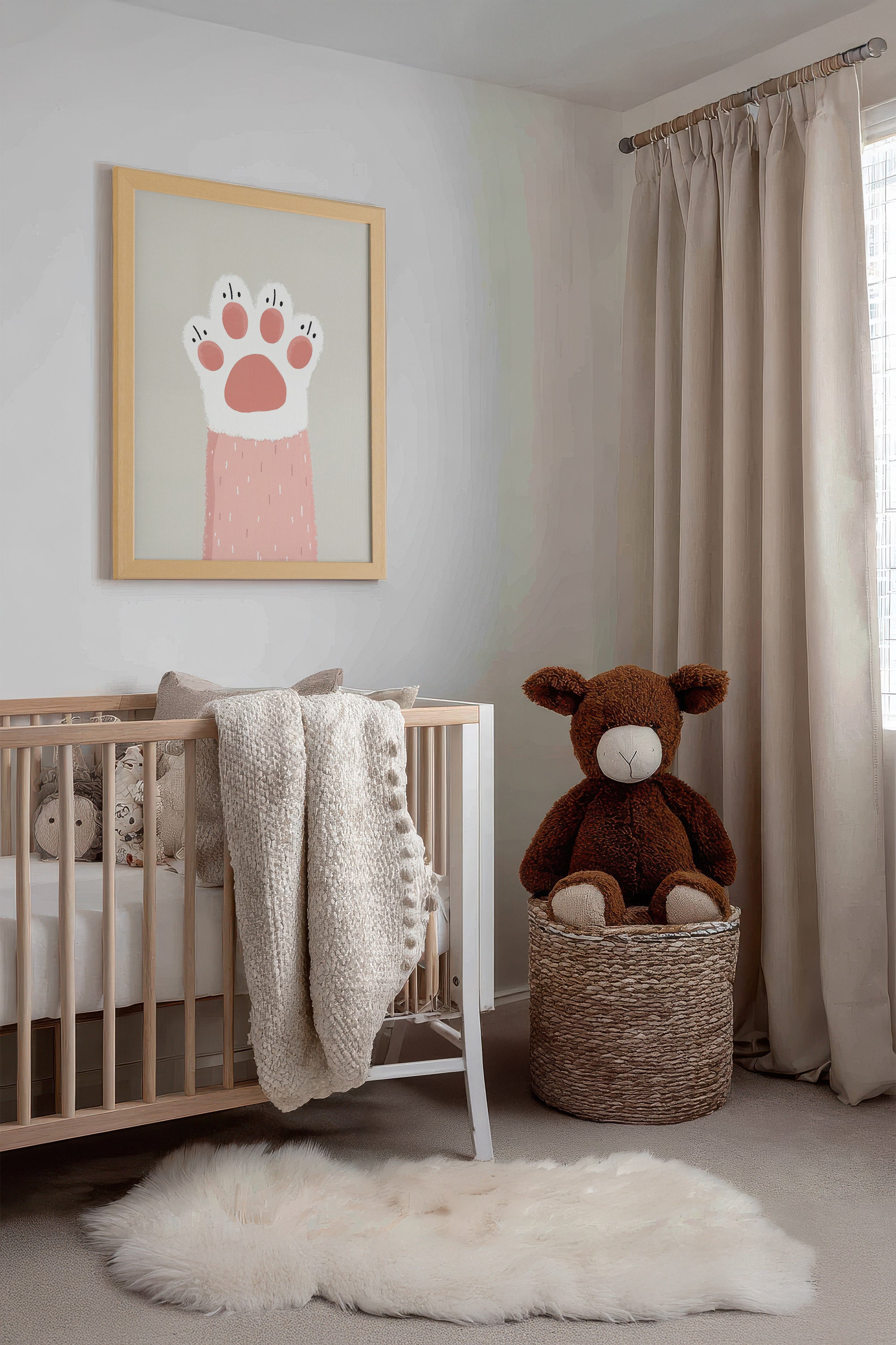 PATTE DOUCE, Artwork on rigid canvas, framed in Natural Light