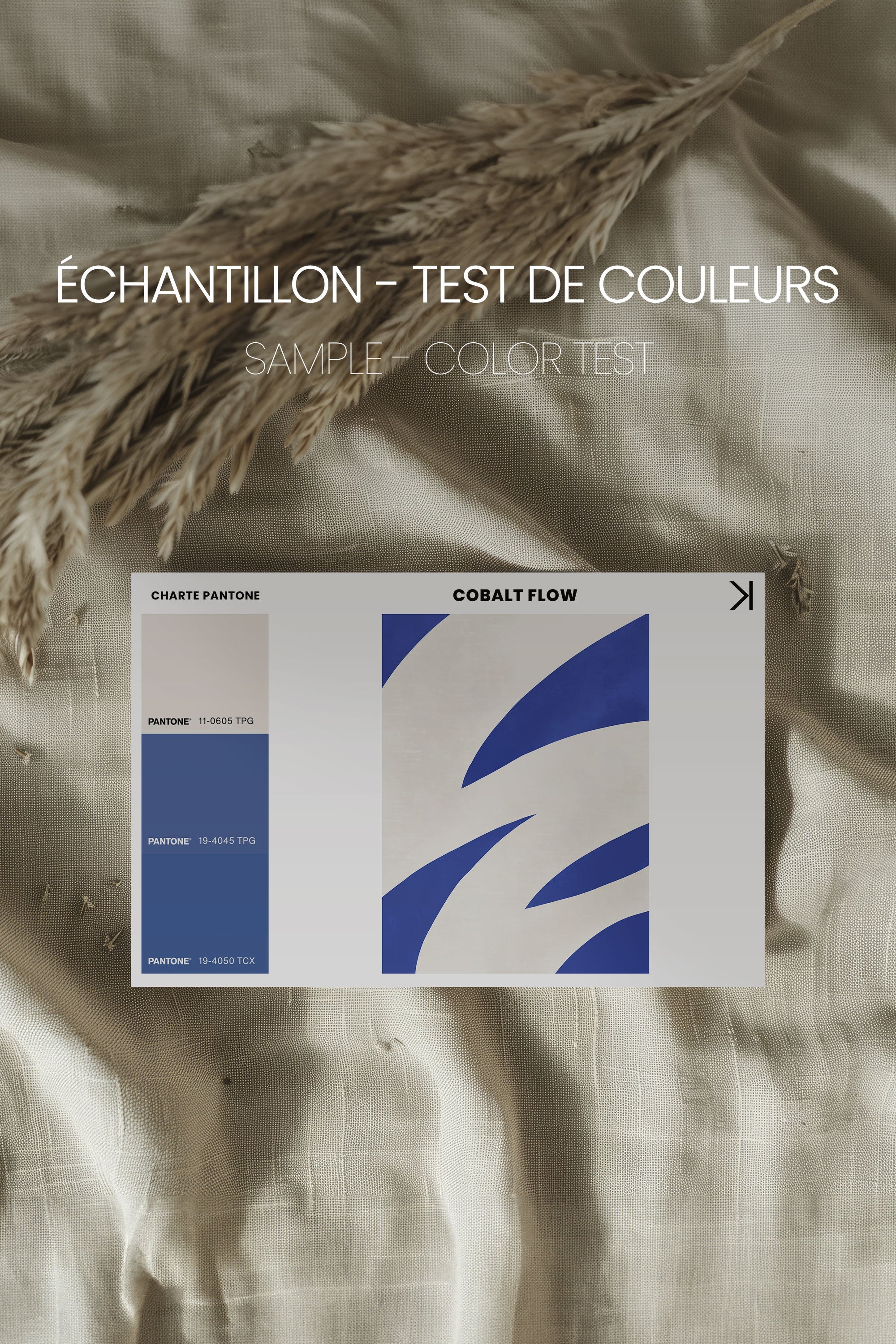 OLEKA CANVAS - COBALT FLOW, Oeuvre sur toile étirée, encadré Brun Chêne