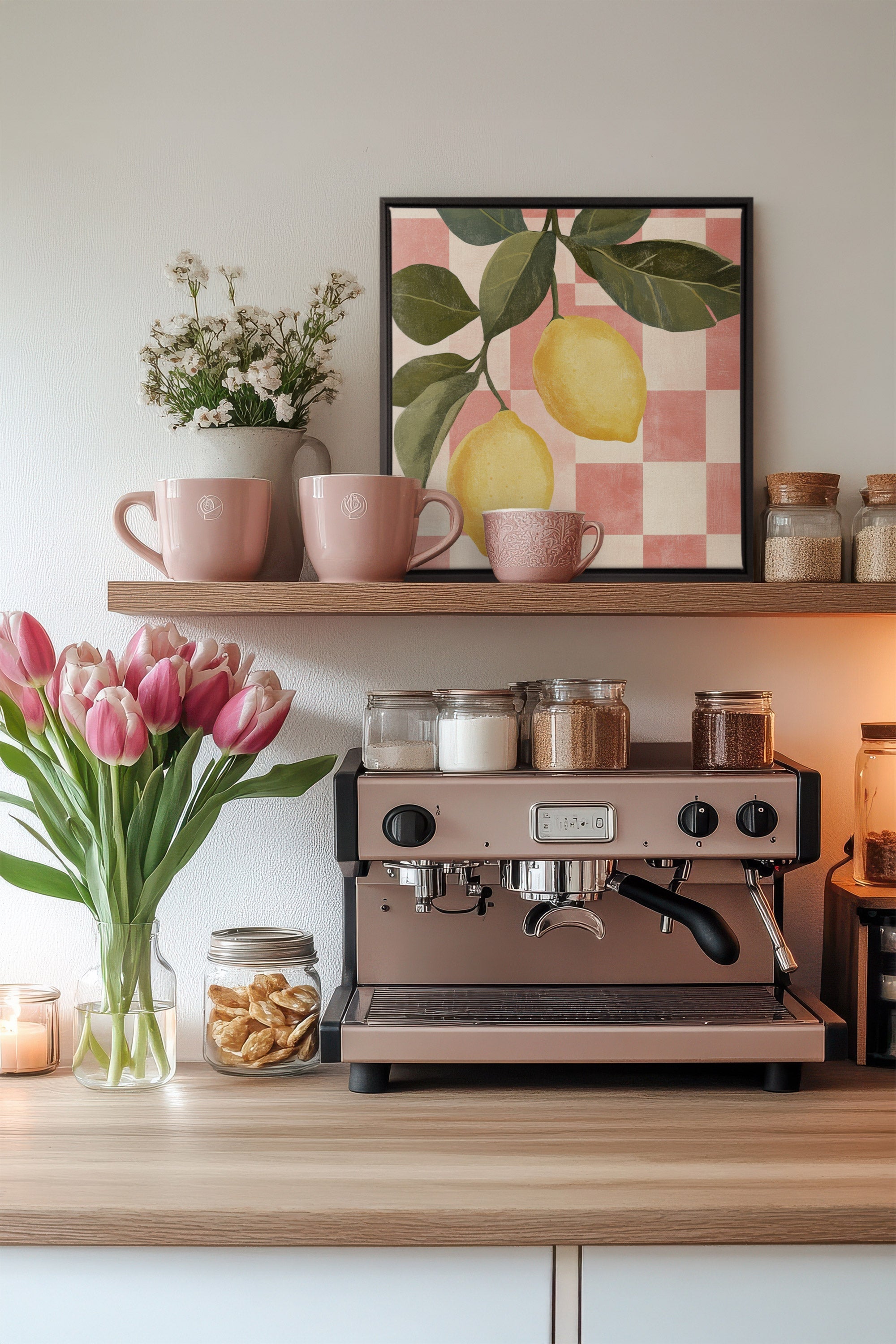 OLEKA CANVAS - CITRONNADE VINTAGE, Oeuvre sur toile étirée, encadré Noir