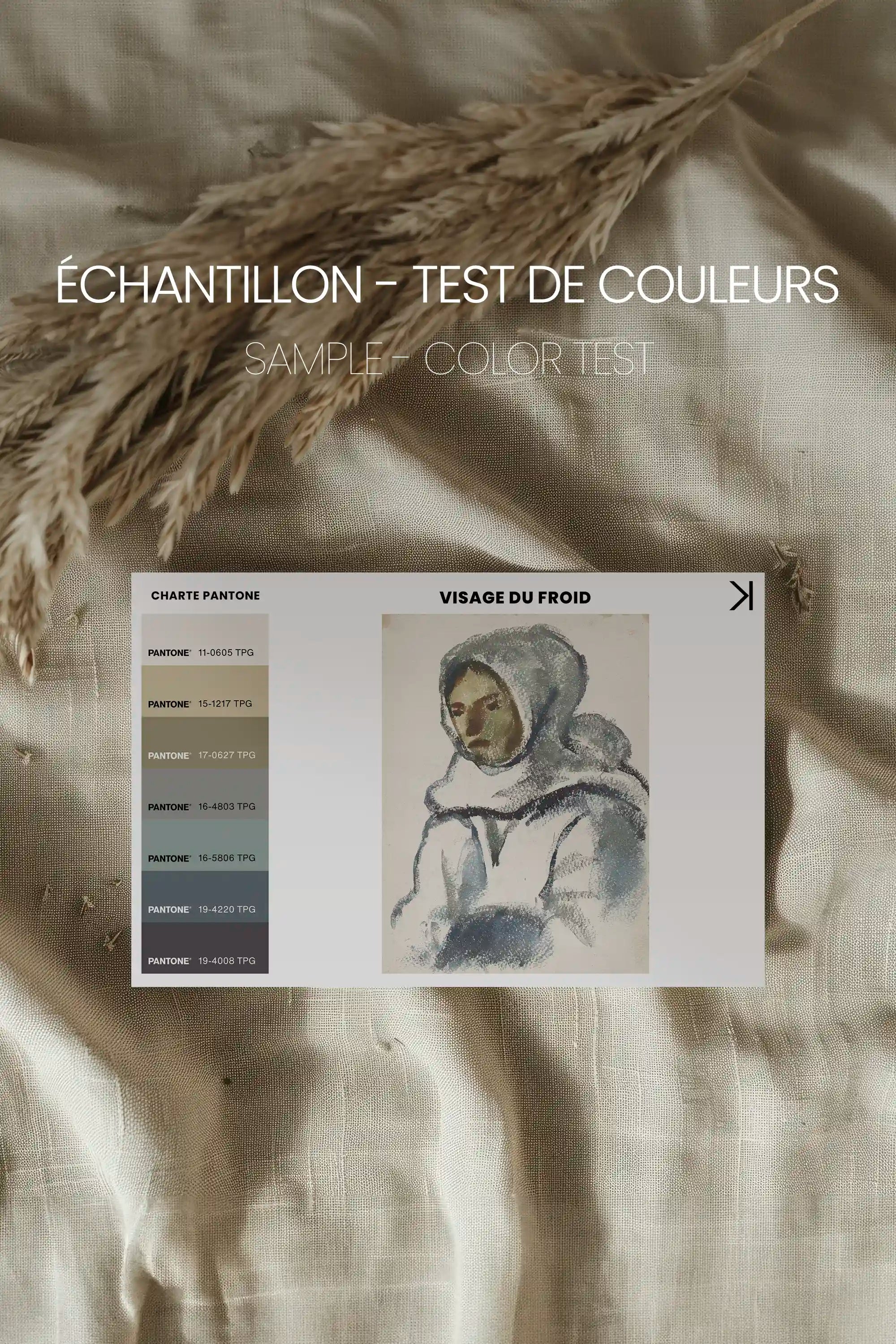 VISAGE DU FROID, Oeuvre sur toile étirée, encadré Naturel Clair