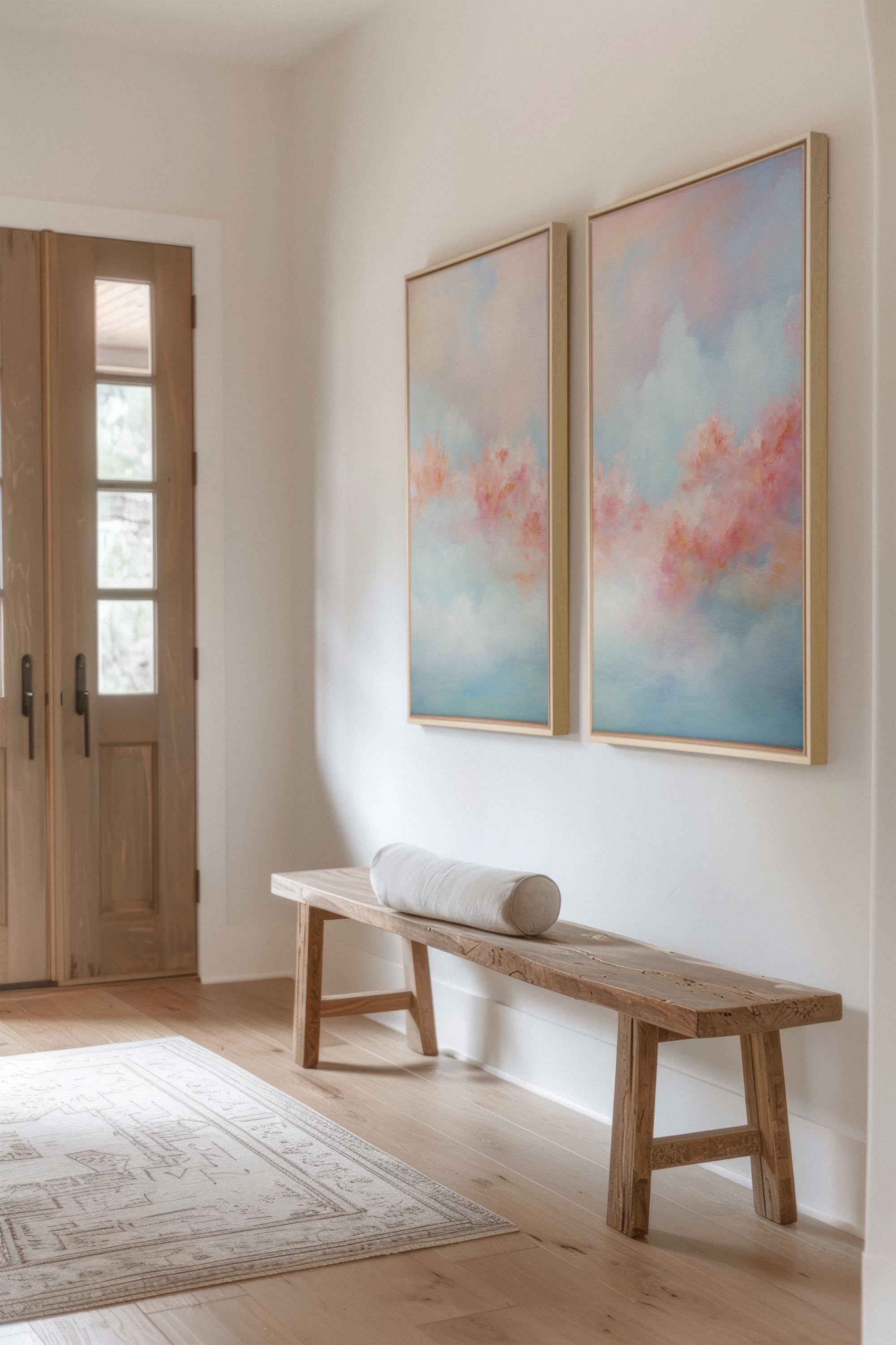 OLEKA CANVAS - MYSTIC SUNSET DUO, 2 Oeuvres sur toile étirée, encadré Naturel Clair