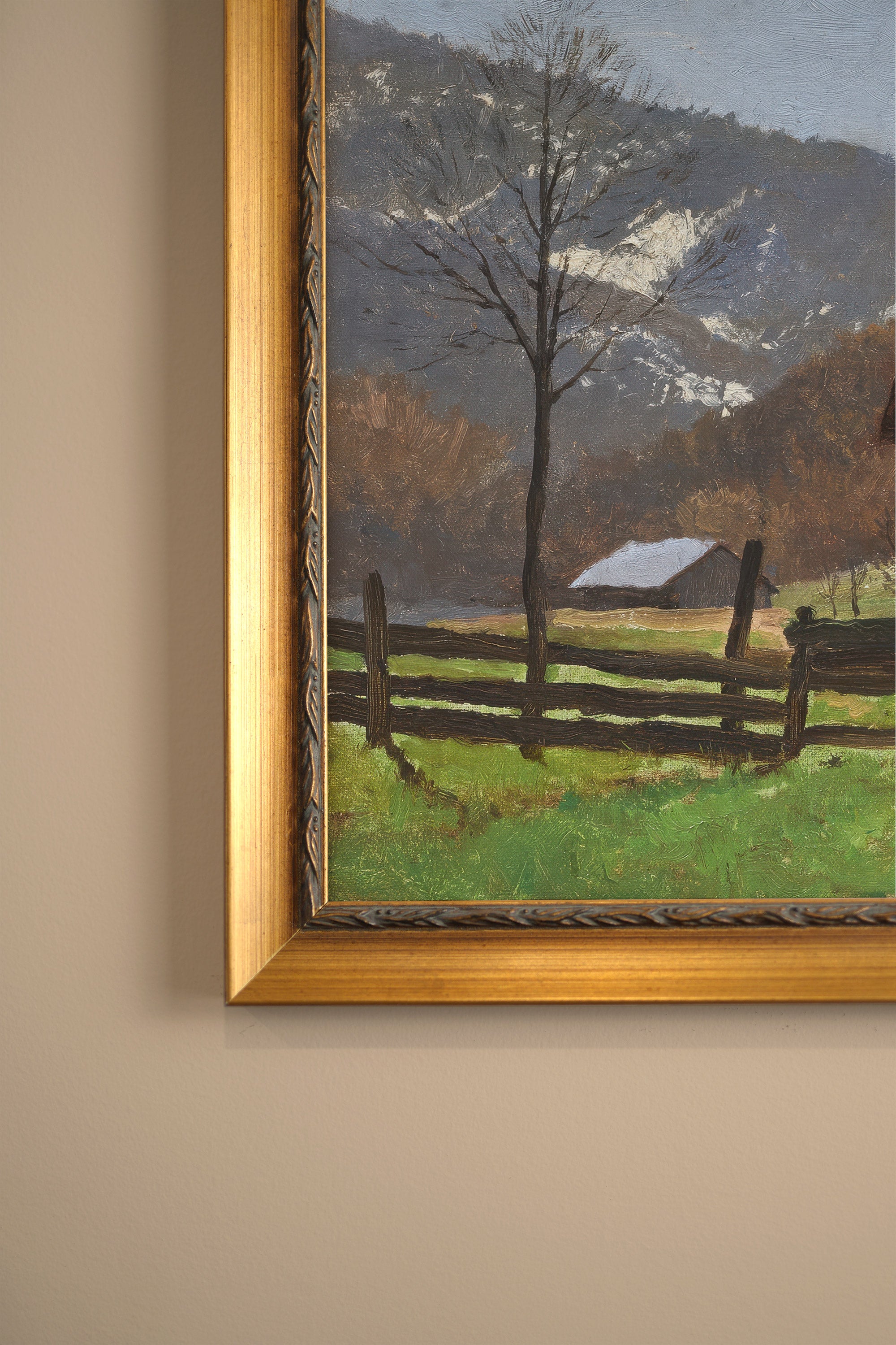 FADING WINTER, Work on canvas, framed Vintage Gold