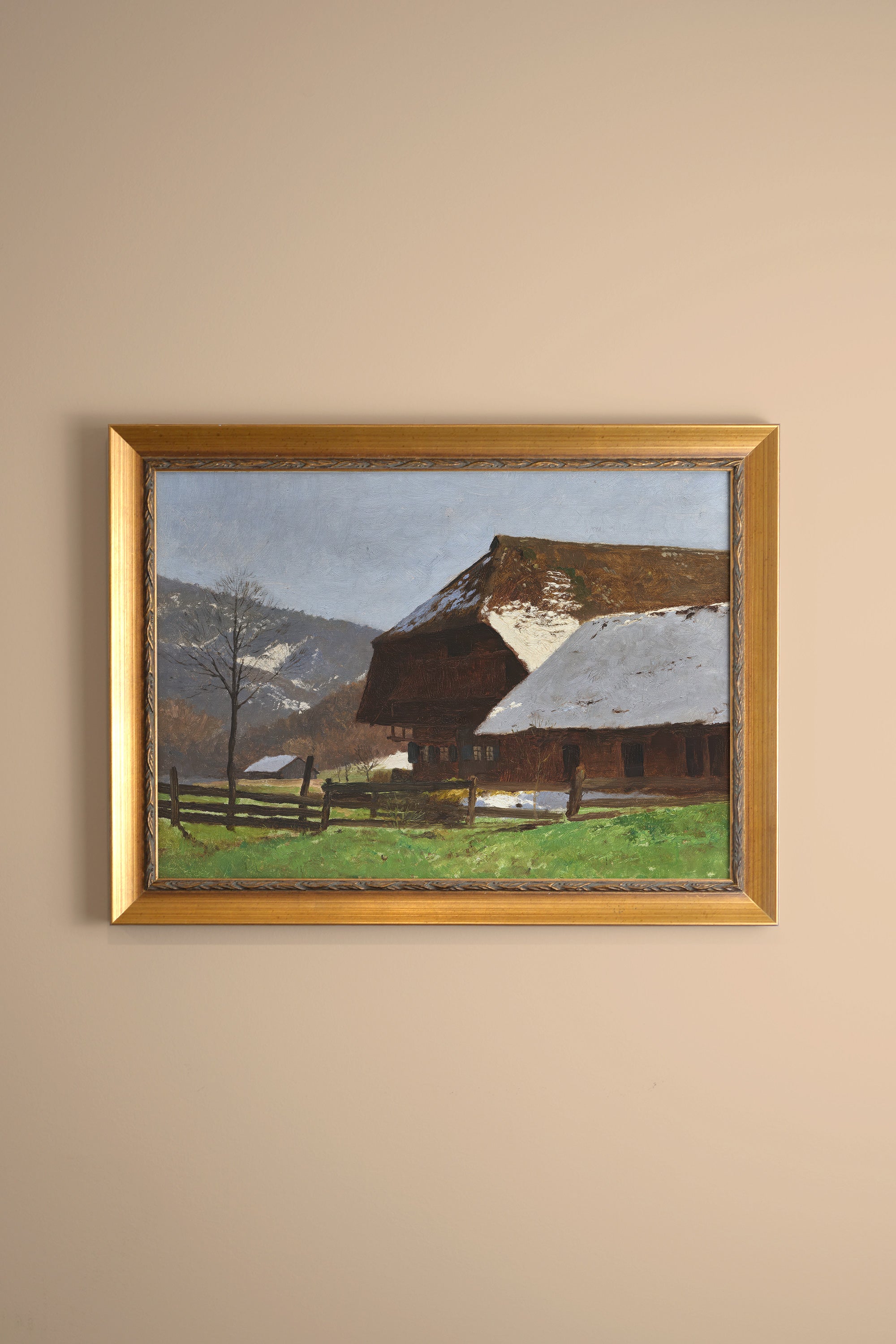 FADING WINTER, Work on canvas, framed Vintage Gold