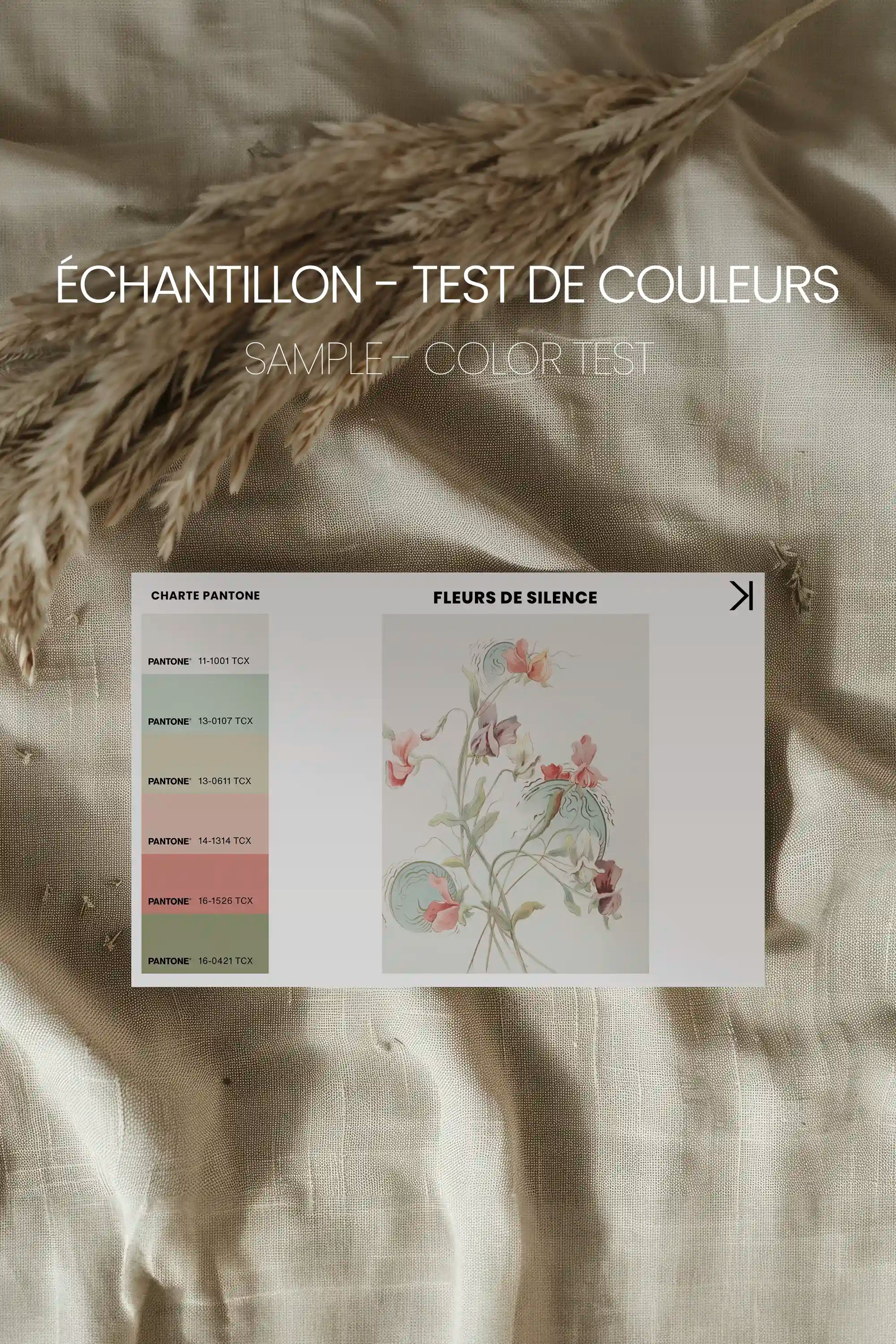 FLEURS DE SILENCE, Oeuvre sur toile étirée, encadré Blanc