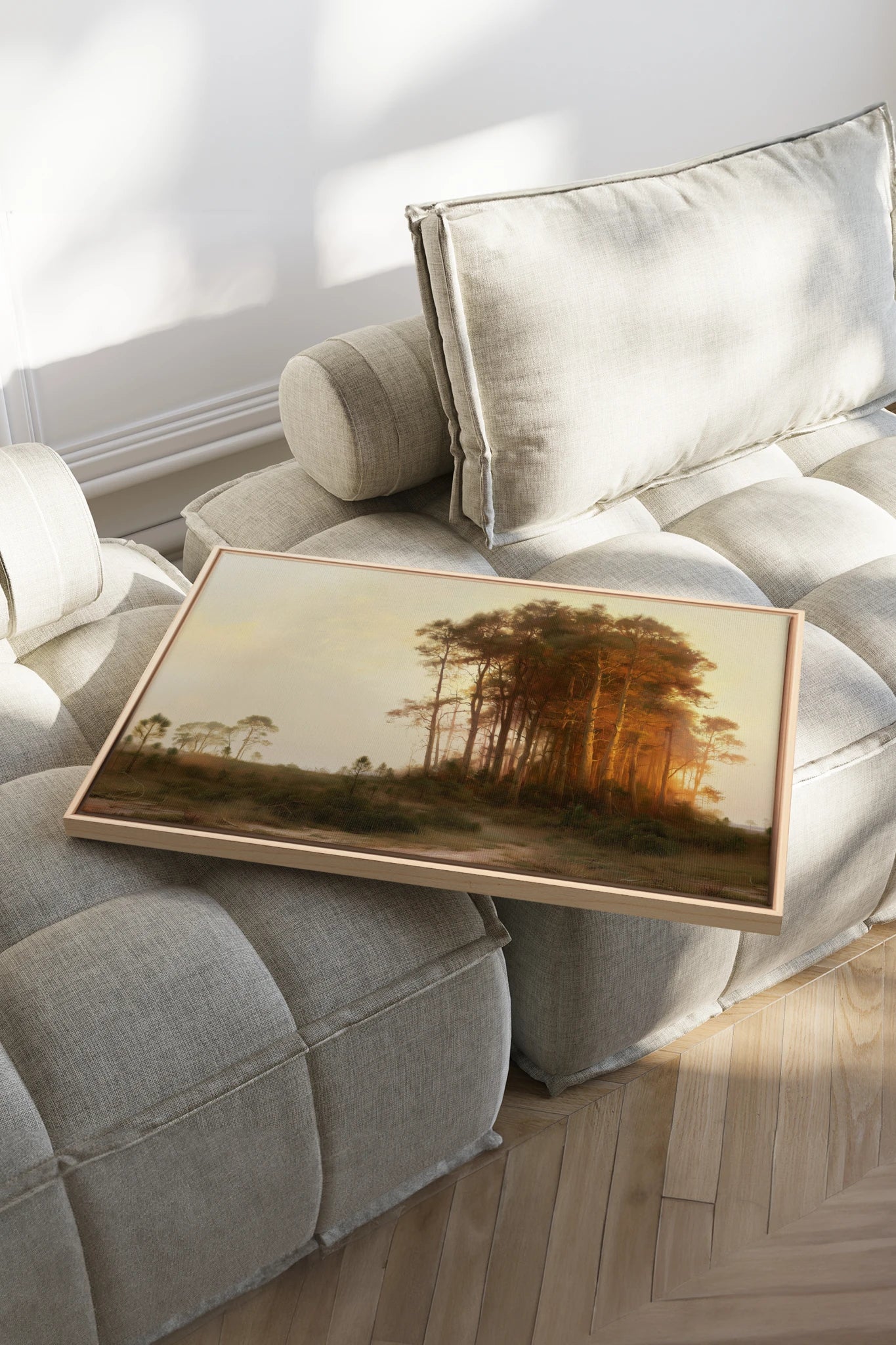 LISIERE DU JOUR, Artwork on stretched canvas, Light Natural frame
