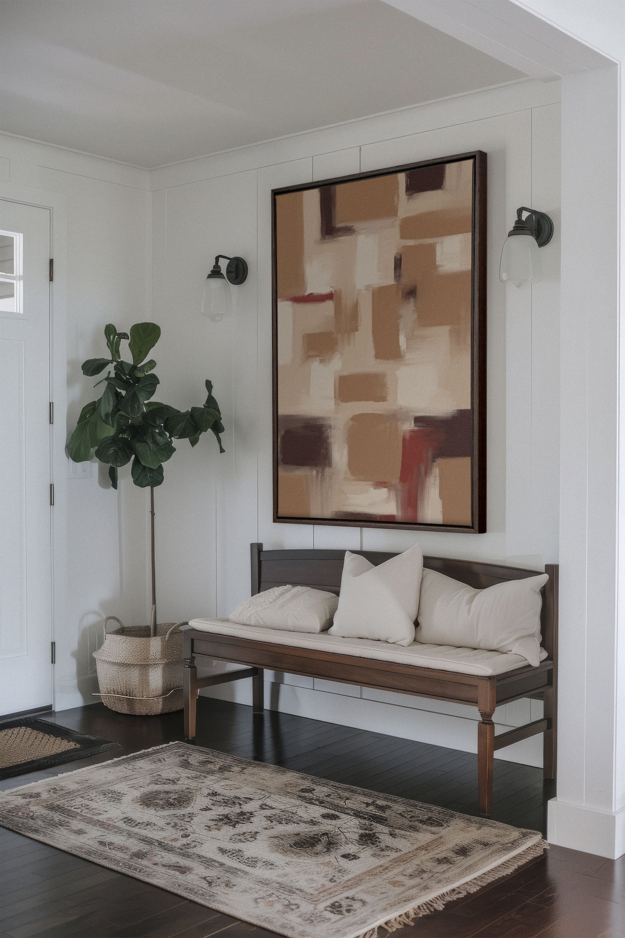 OLEKA CANVAS - TRAITS, Oeuvre sur toile étirée, encadré Brun Noyer