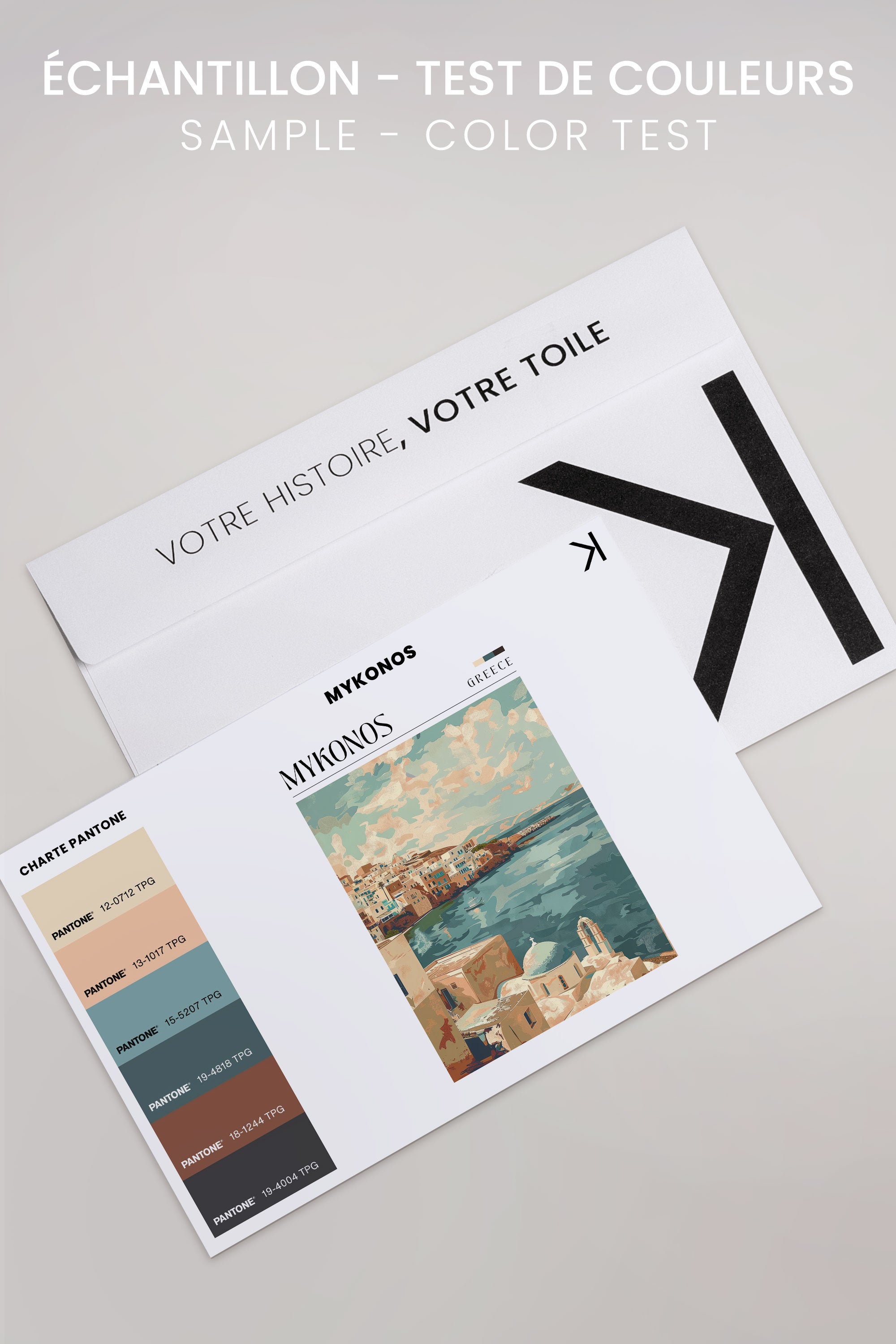 Mykonos, Oeuvre sur toile étirée, encadré Blanc