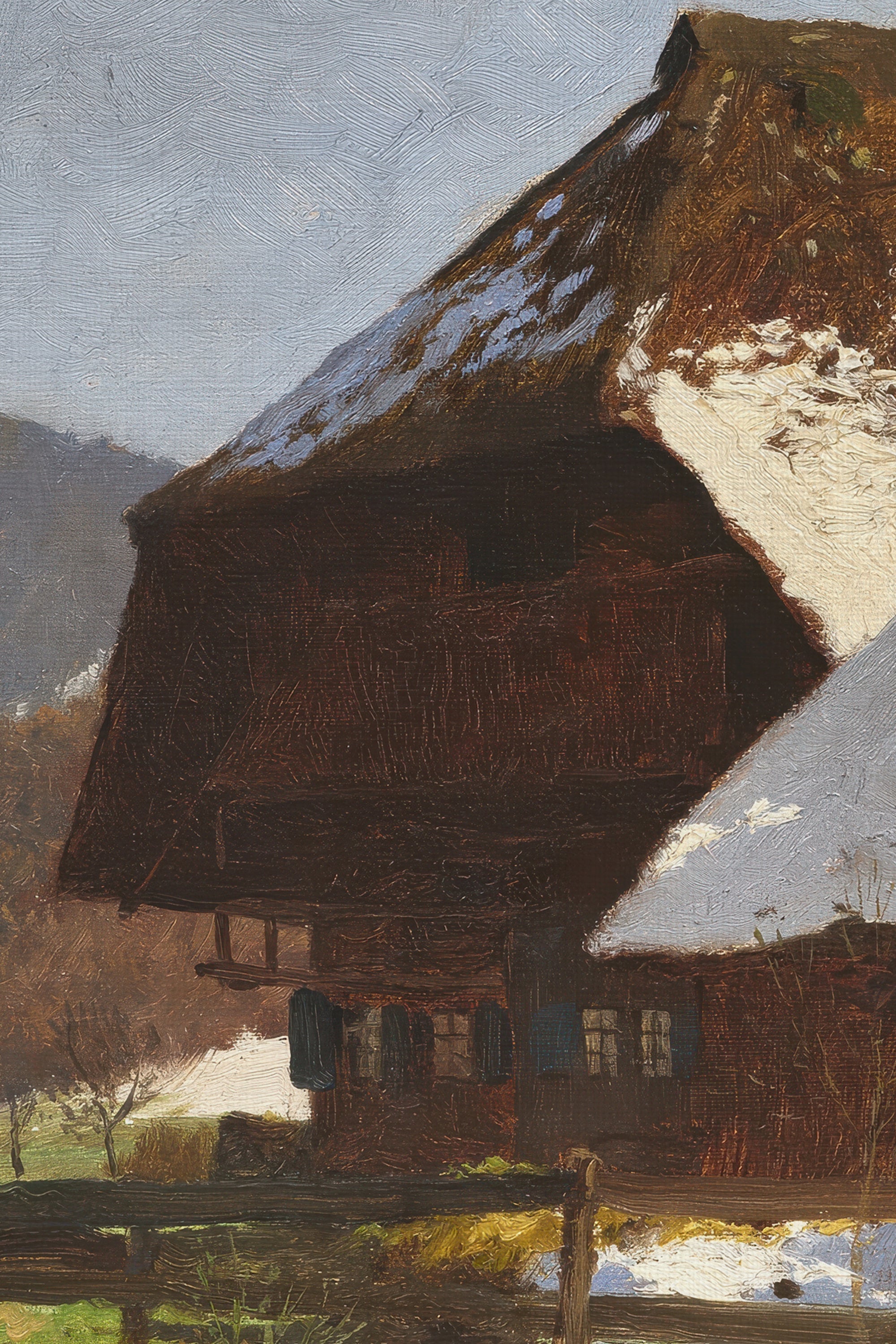 FADING WINTER, Work on canvas, framed Vintage Gold