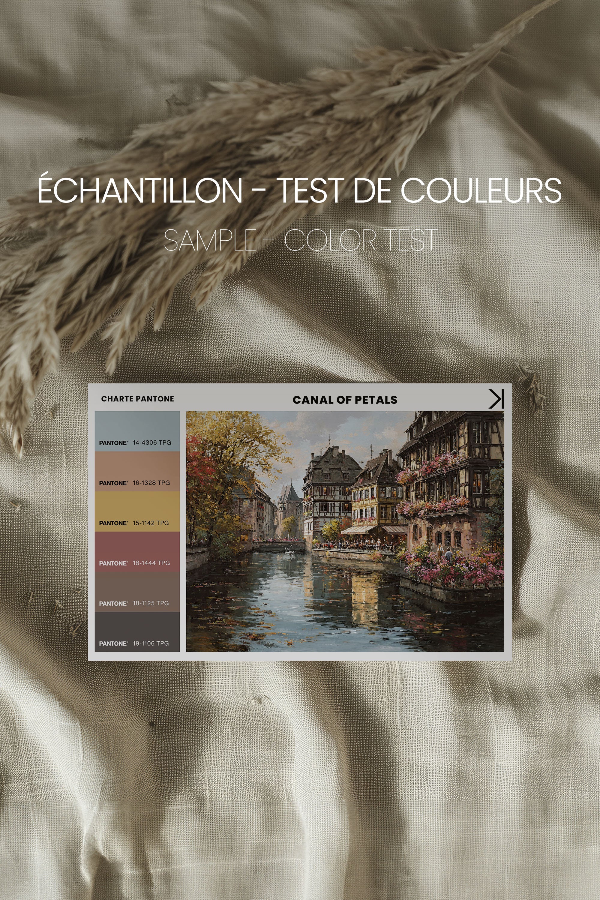 OLEKA CANVAS - CANAL OF PETALS, Oeuvre sur toile étirée, encadré Noir