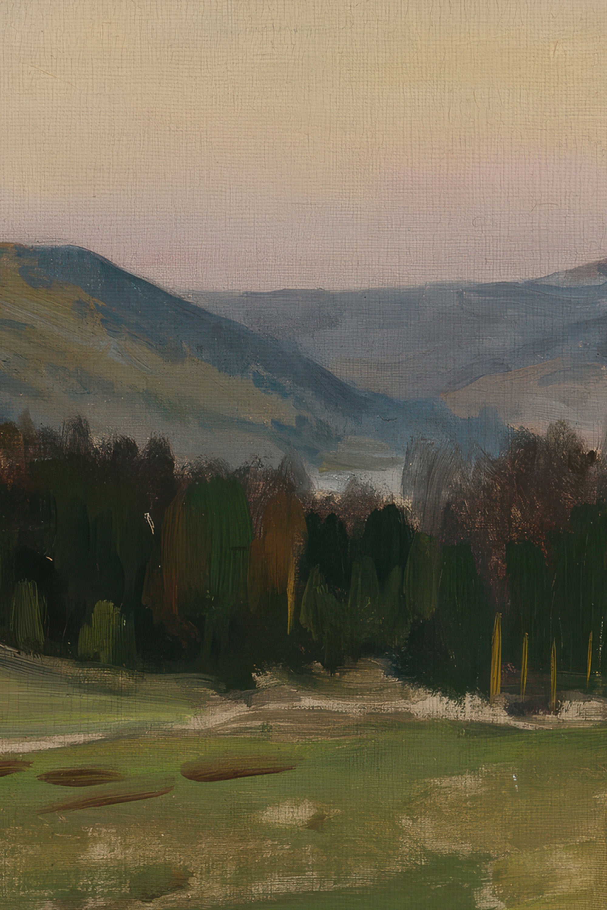 ÉCHOS DU VALLON, Artwork on stretched canvas, framed Vintage Gold