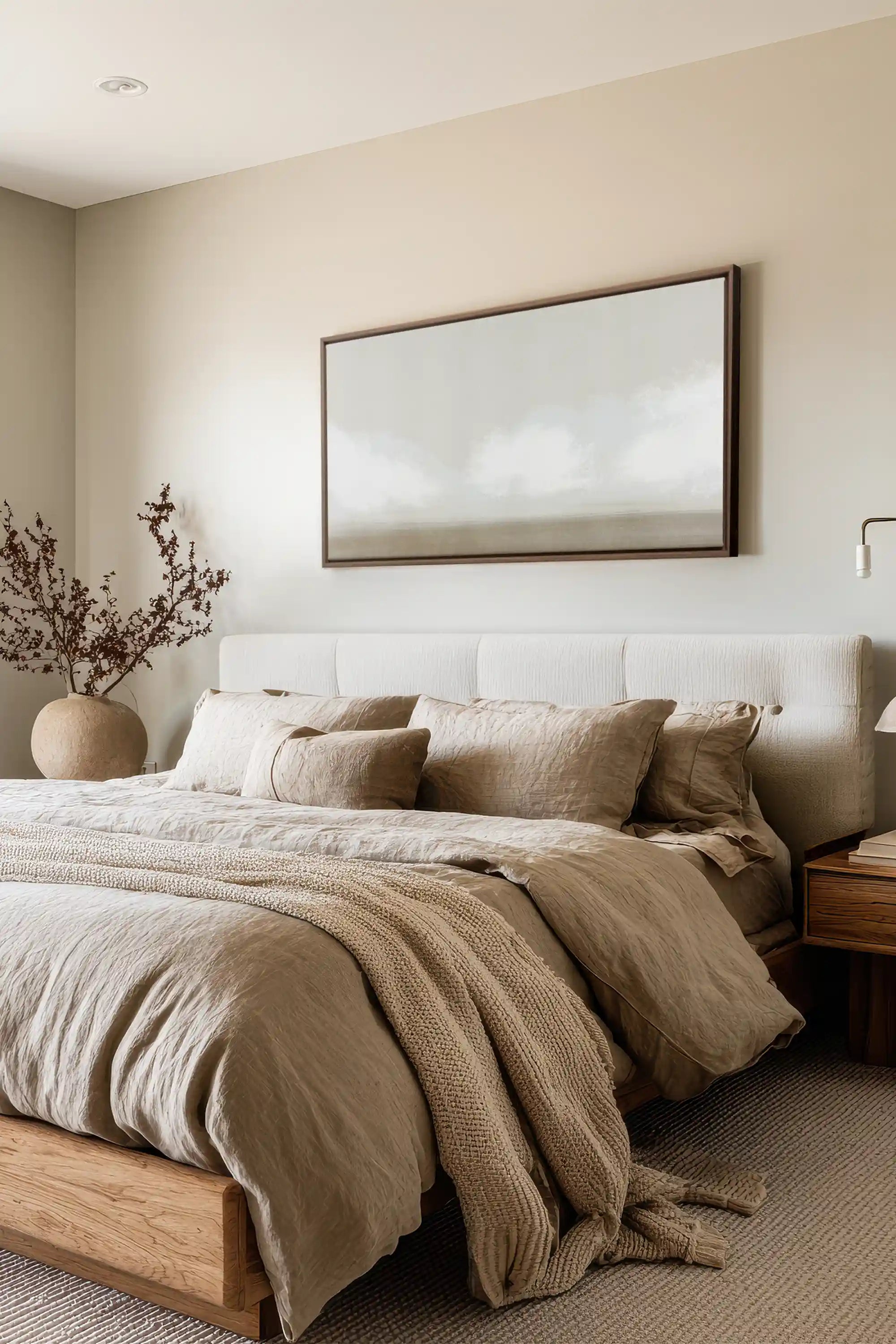 OPEN SKY, Oeuvre sur toile étirée, encadré Brun Chêne