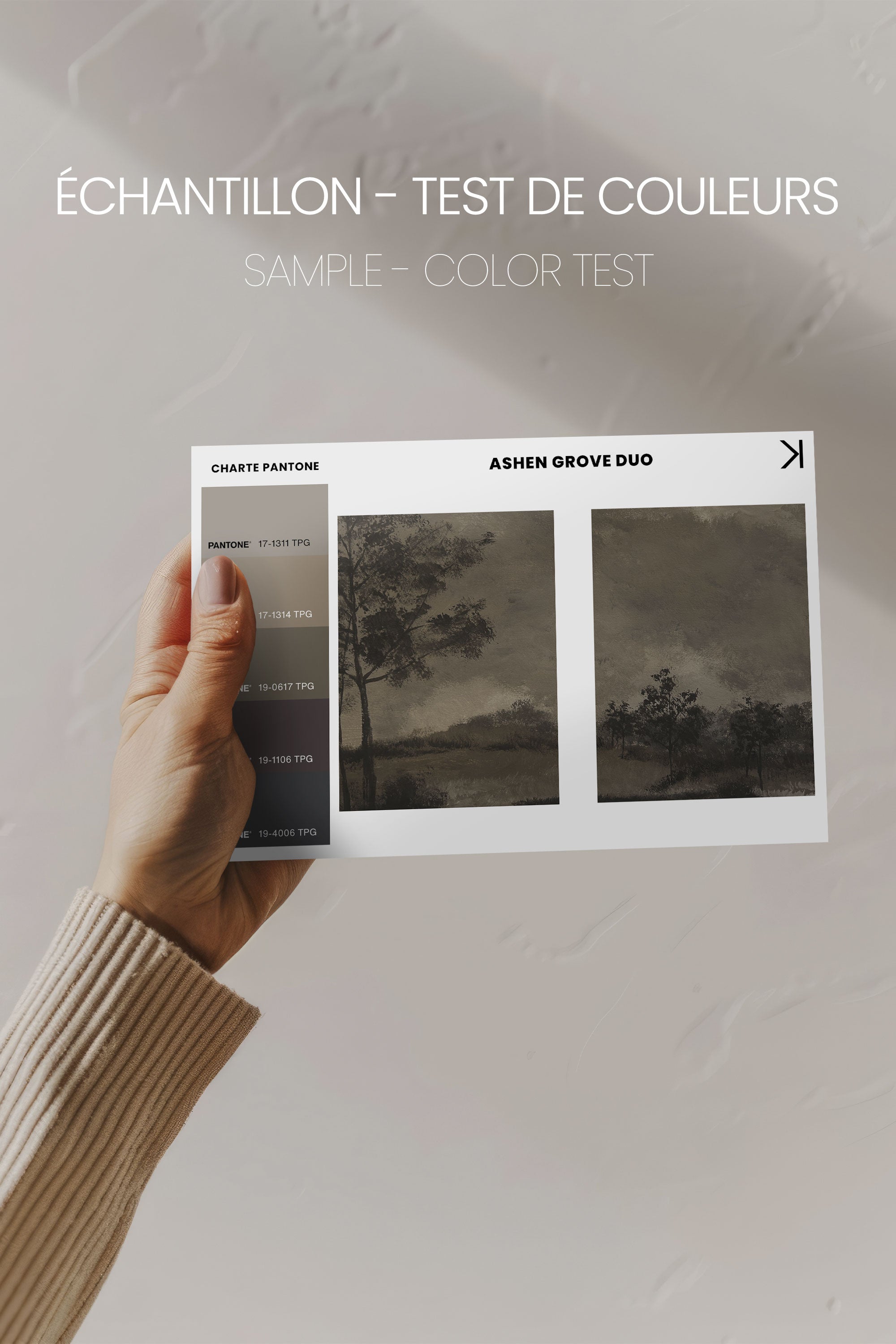 ASHEN GROVE DUO, 2 Works on stretched canvas, framed Oak Brown