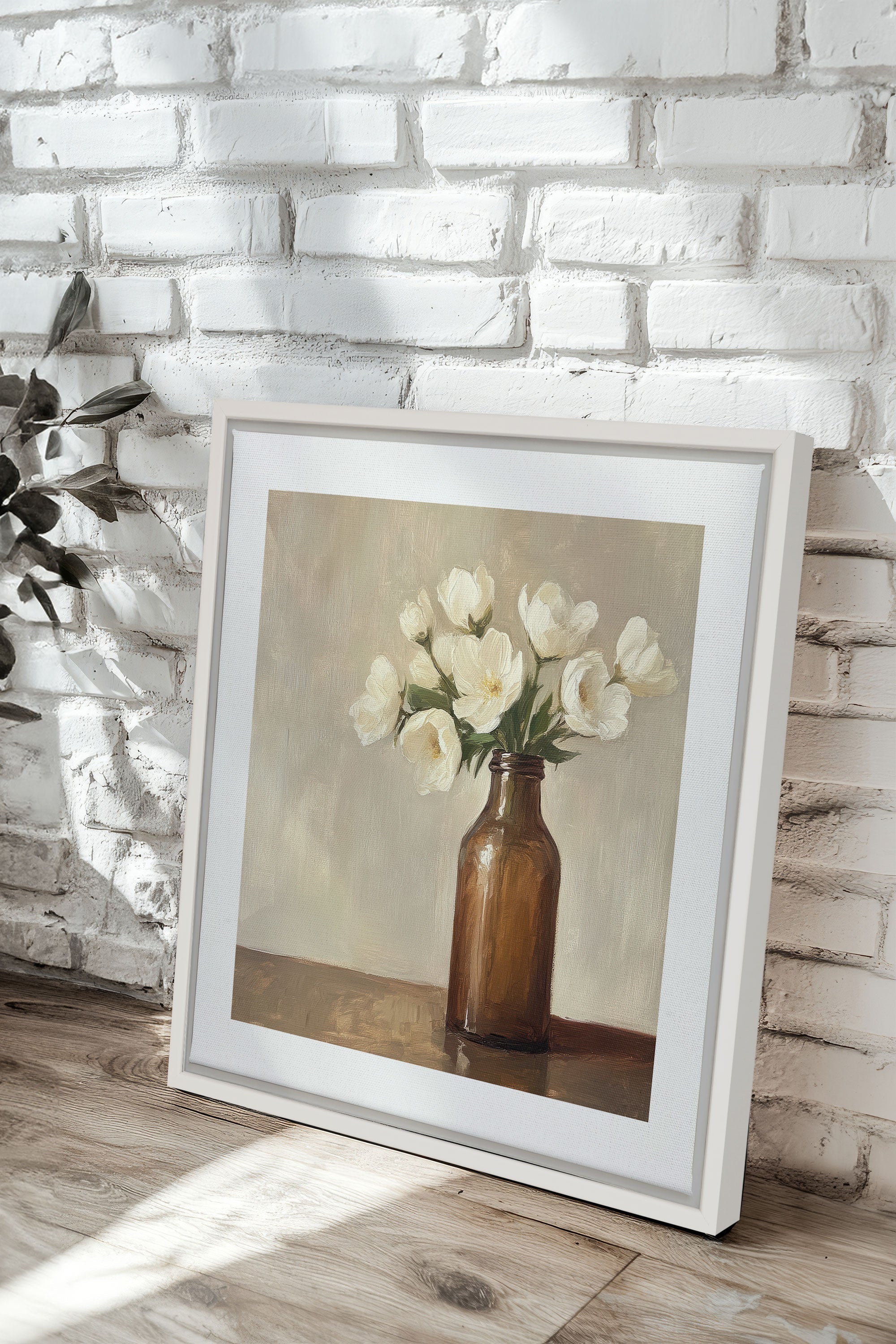 OLEKA CANVAS - DOUCEUR FANÉE, Oeuvre sur toile étirée, encadré Blanc