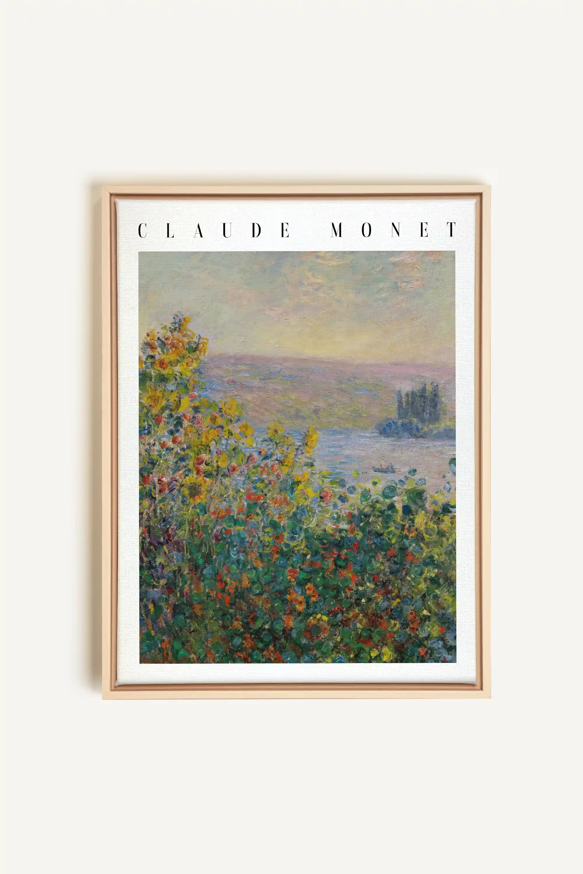 VUE DE JARDIN, Oeuvre sur toile étirée, encadré Naturel Clair