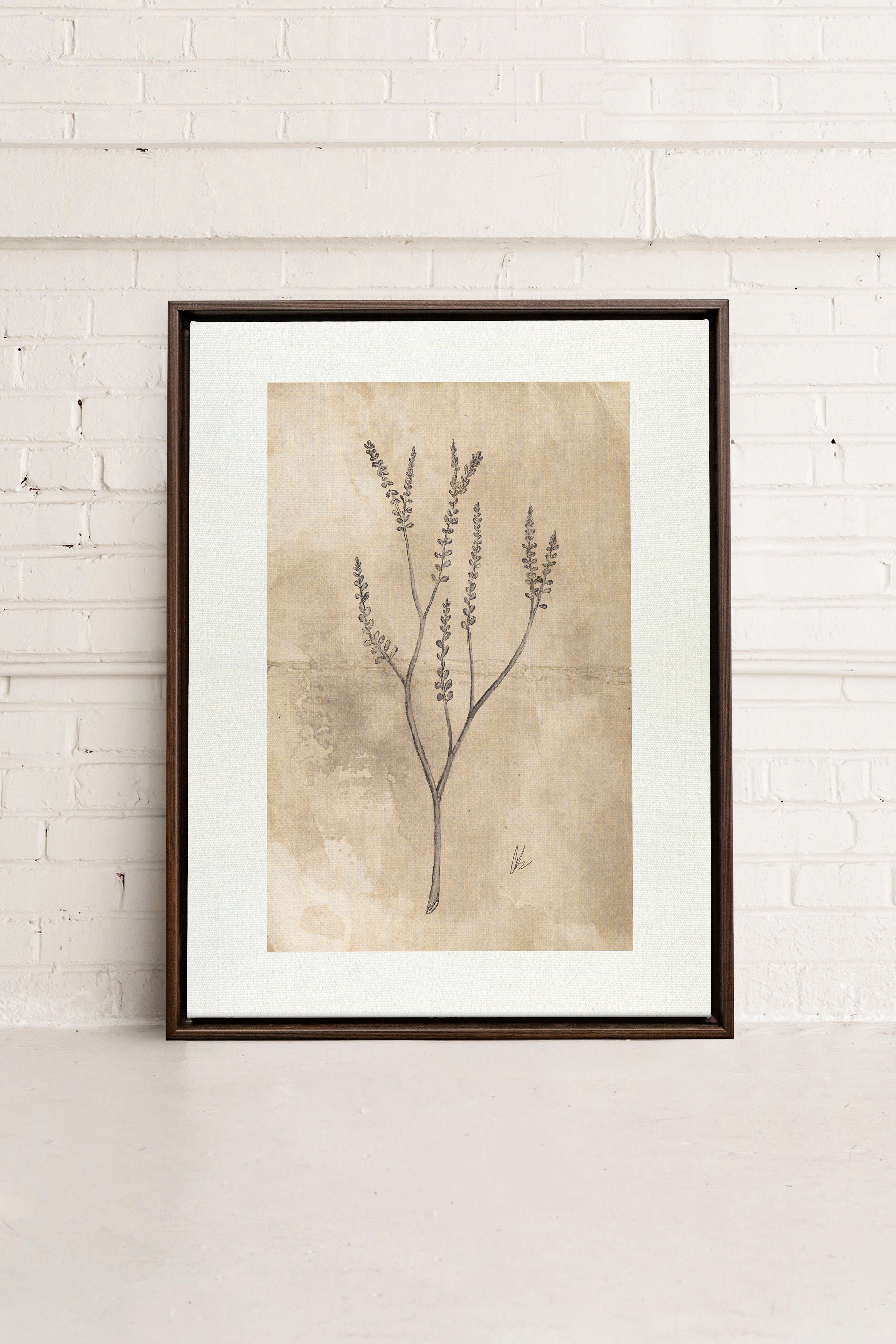 BLOOMING FLOWER II, Artwork on stretched canvas, framed in Walnut Brown