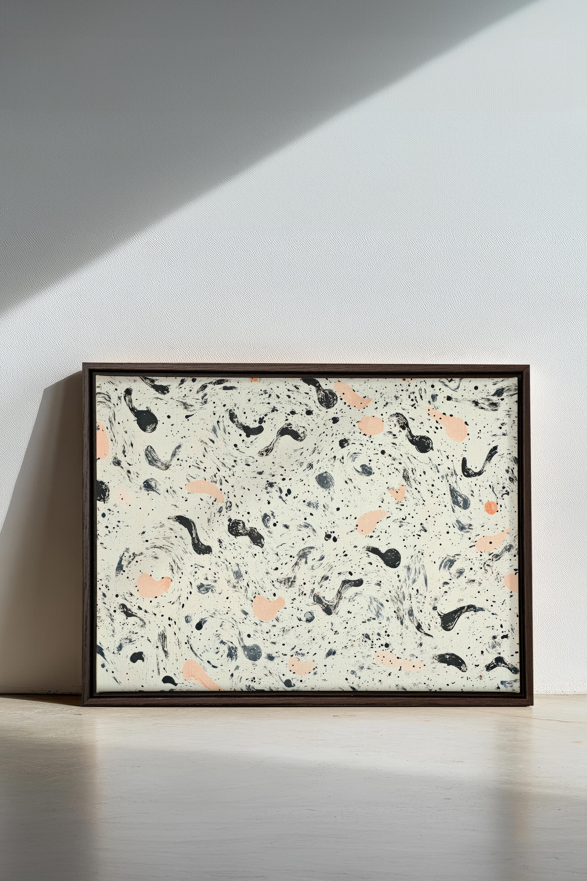 OLEKA CANVAS - ABSTRACT SPARKS, Oeuvre sur toile étirée, encadré Brun Noyer