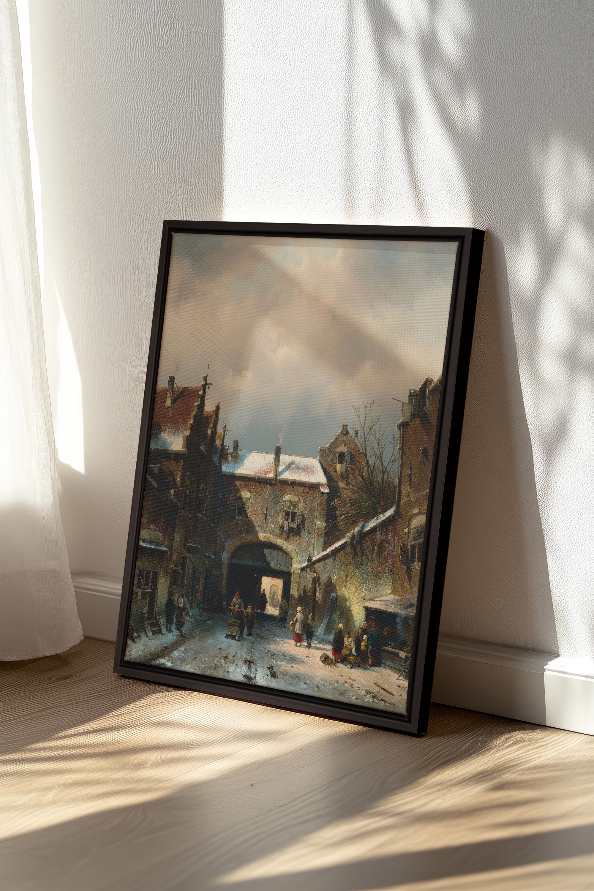 WINTER ALLEY, Oeuvre sur toile étirée, encadré Noir