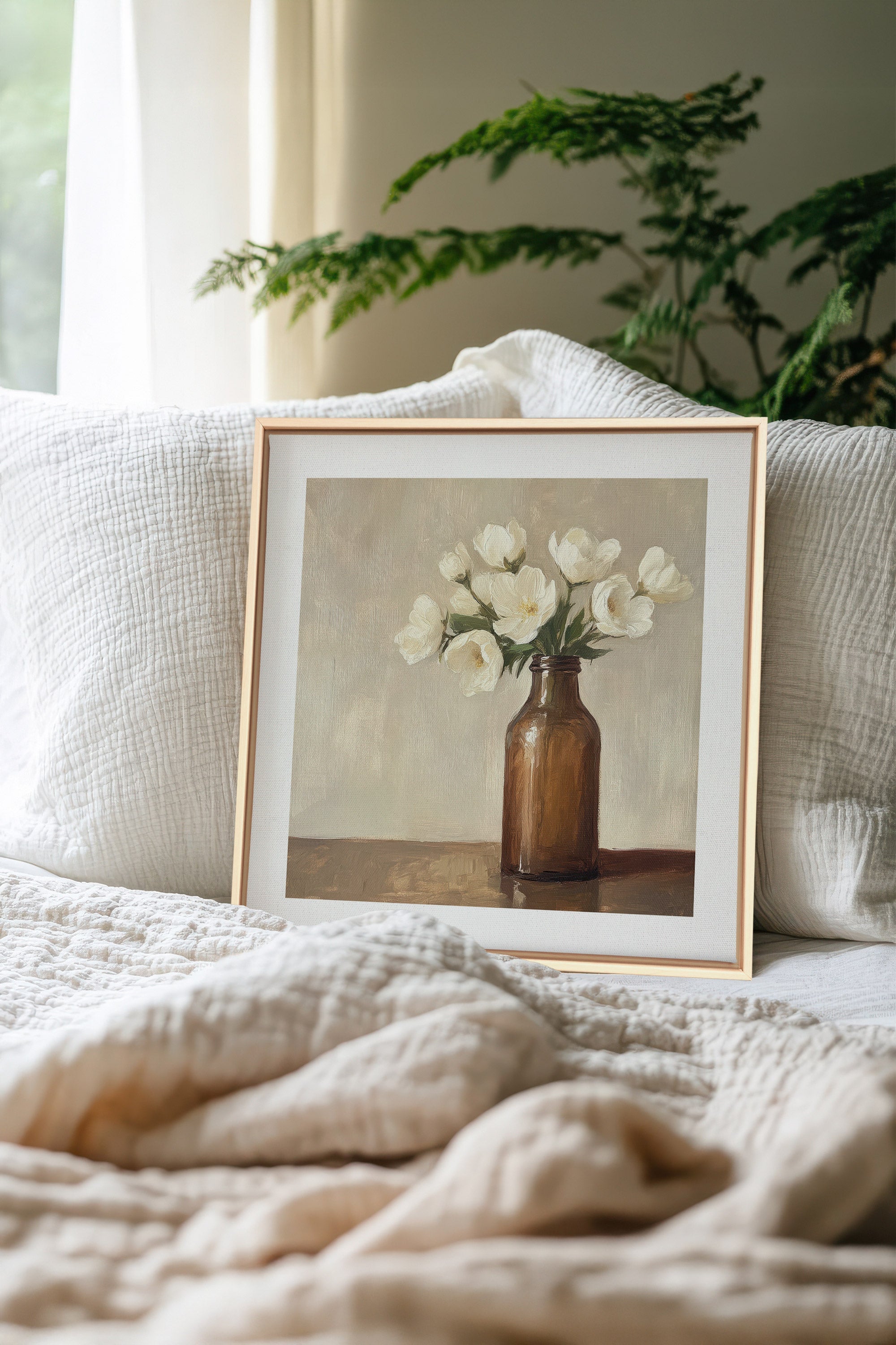 OLEKA CANVAS - DOUCEUR FANÉE, Oeuvre sur toile étirée, encadré Naturel Clair