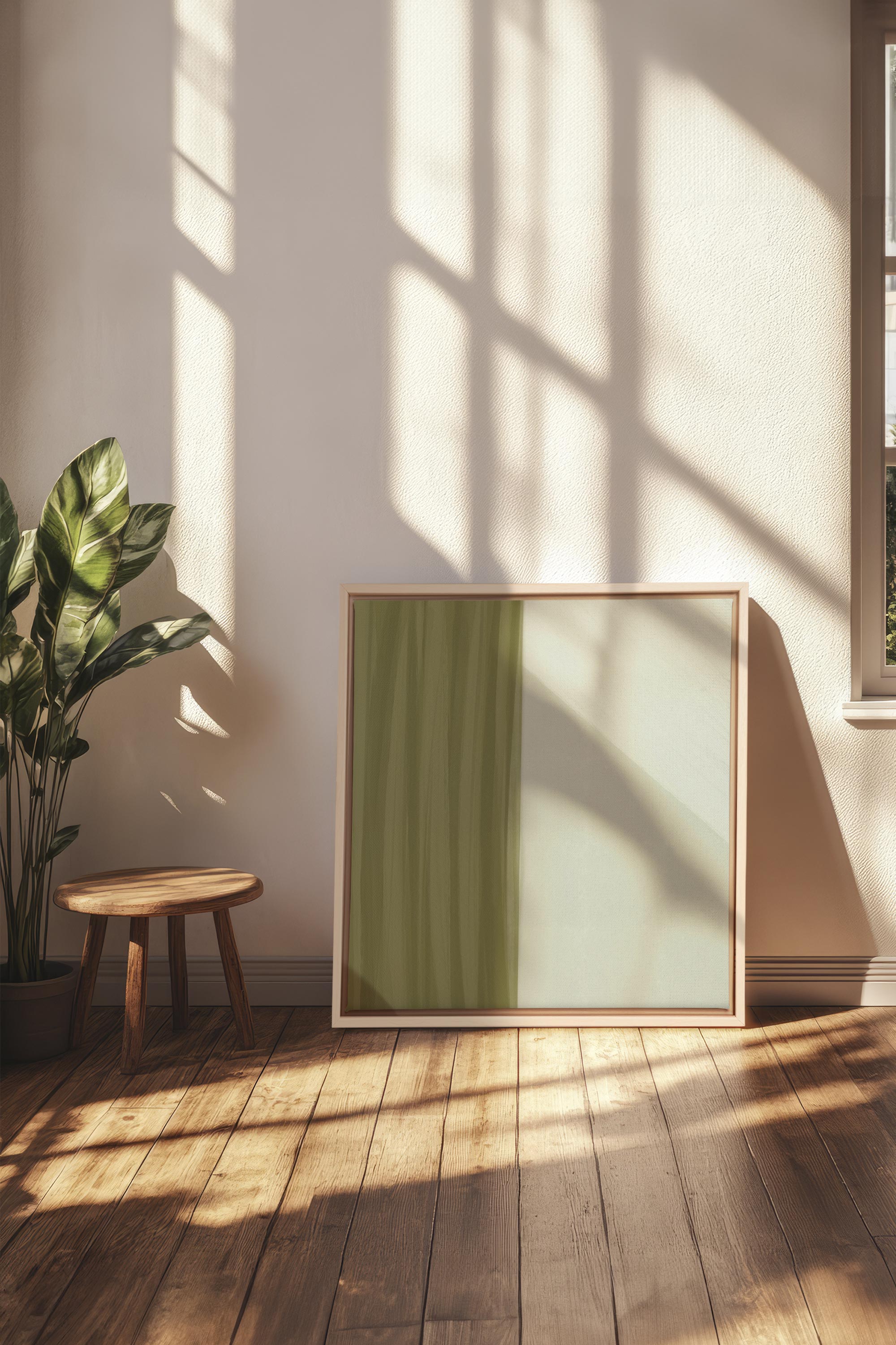 OLEKA CANVAS - VERDANT FLOW, Oeuvre sur toile étirée, encadré Naturel Clair