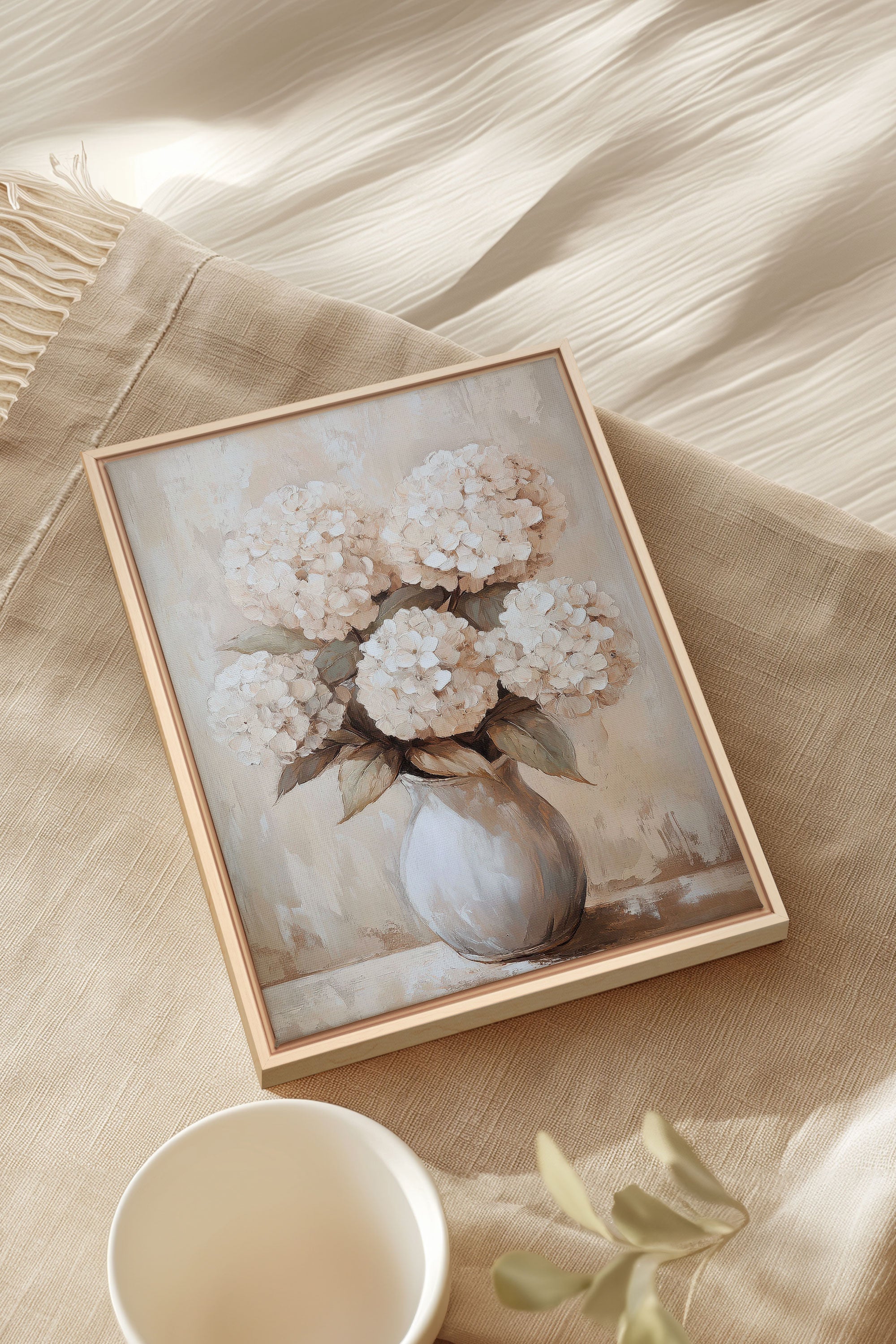 OLEKA CANVAS - IVORY BLOOMS, Oeuvre sur toile étirée, encadré Naturel Clair