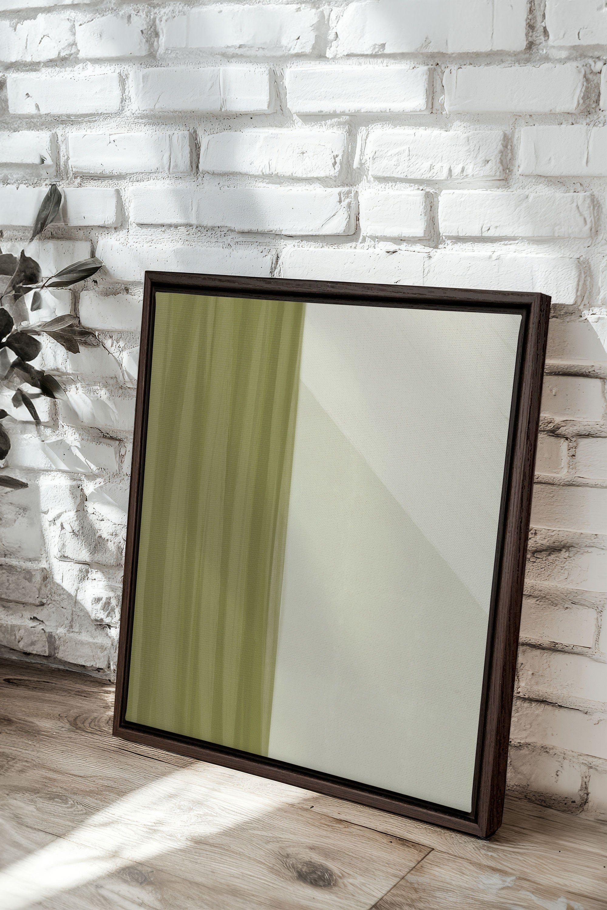 OLEKA CANVAS - VERDANT FLOW, Oeuvre sur toile étirée, encadré Brun Noyer