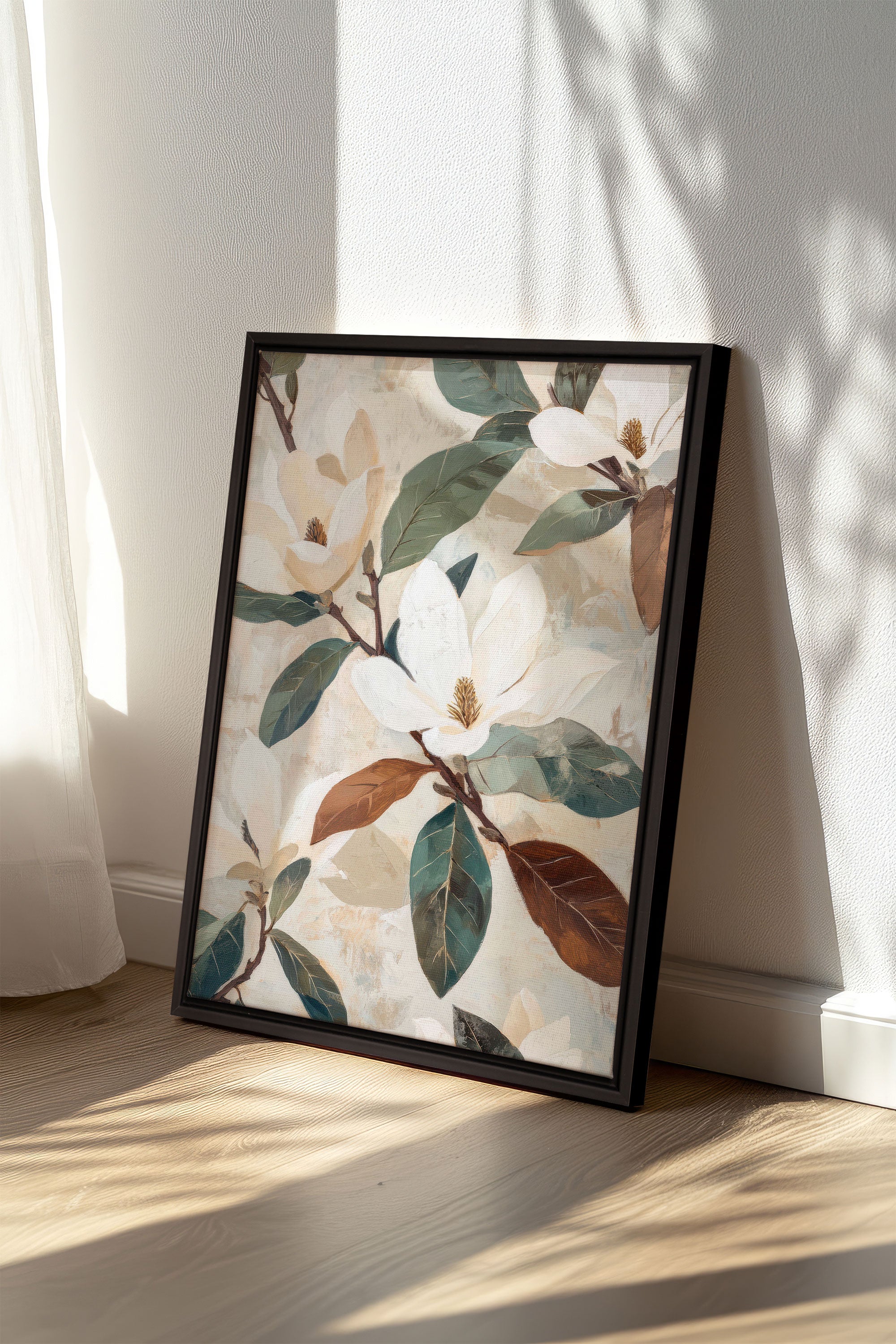 OLEKA CANVAS - MAGNOLIA BLOOMS, Oeuvre sur toile étirée, encadré Noir