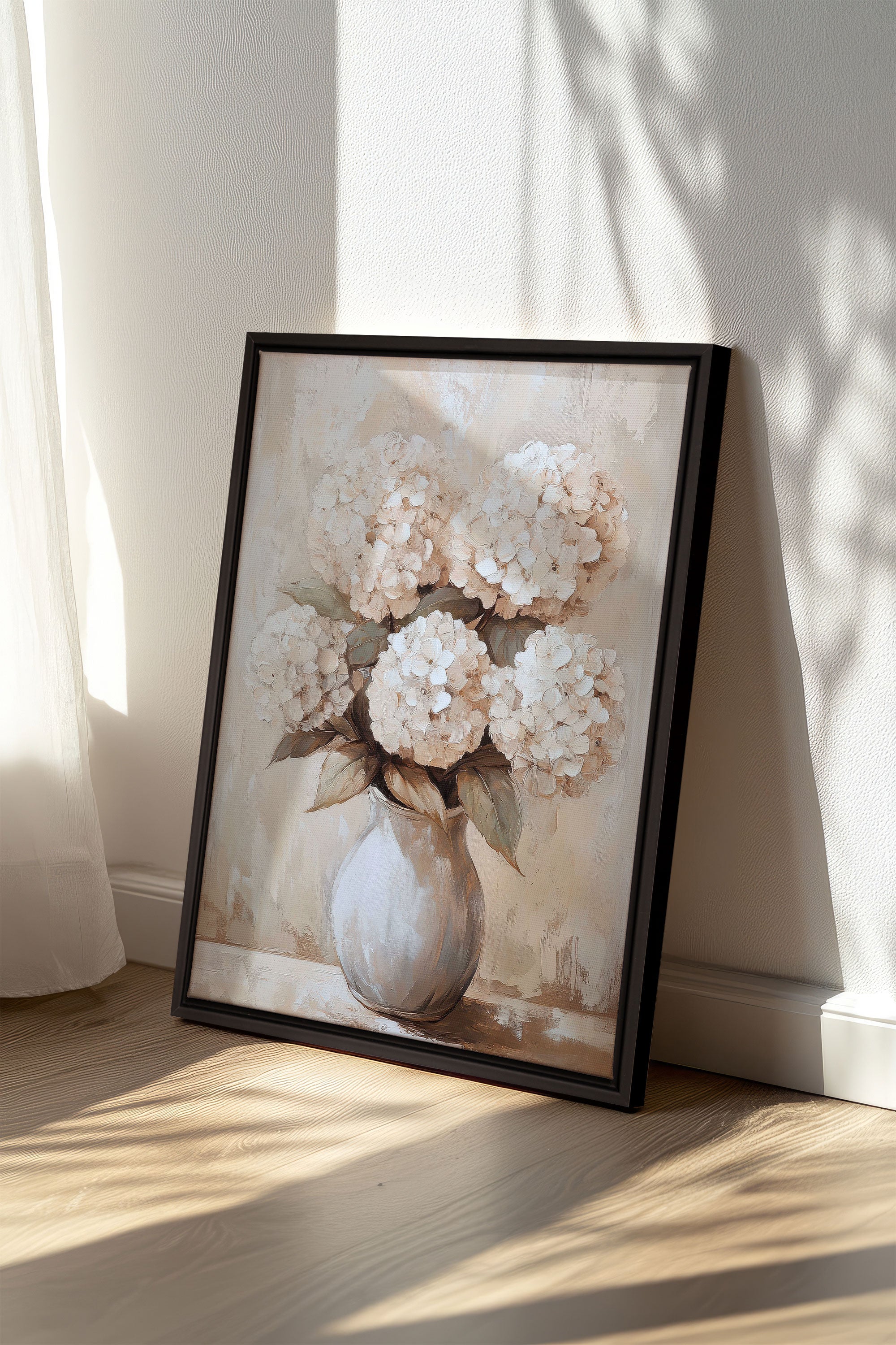 OLEKA CANVAS - IVORY BLOOMS, Oeuvre sur toile étirée, encadré Noir
