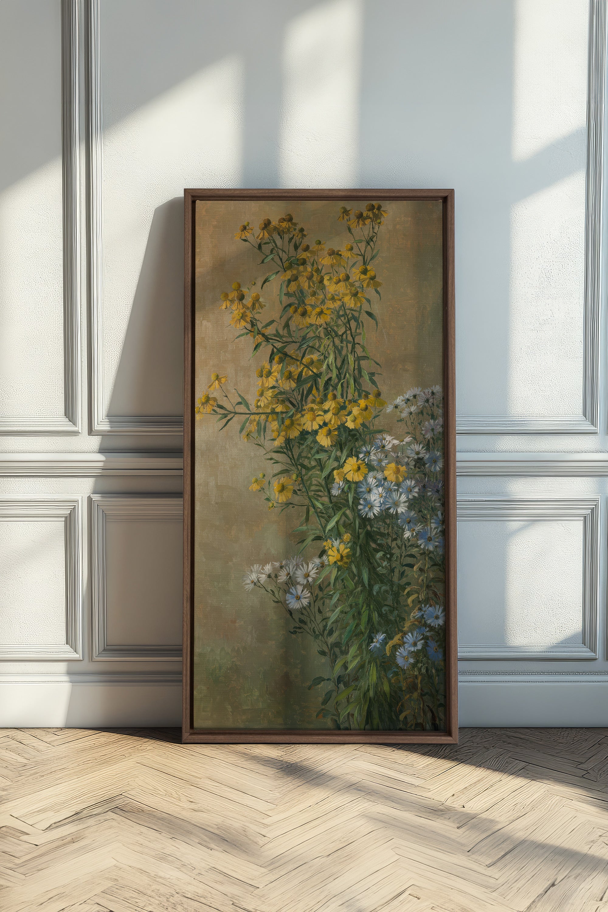 OR DES CHAMPS, Oeuvre sur toile étirée, encadré Brun Chêne