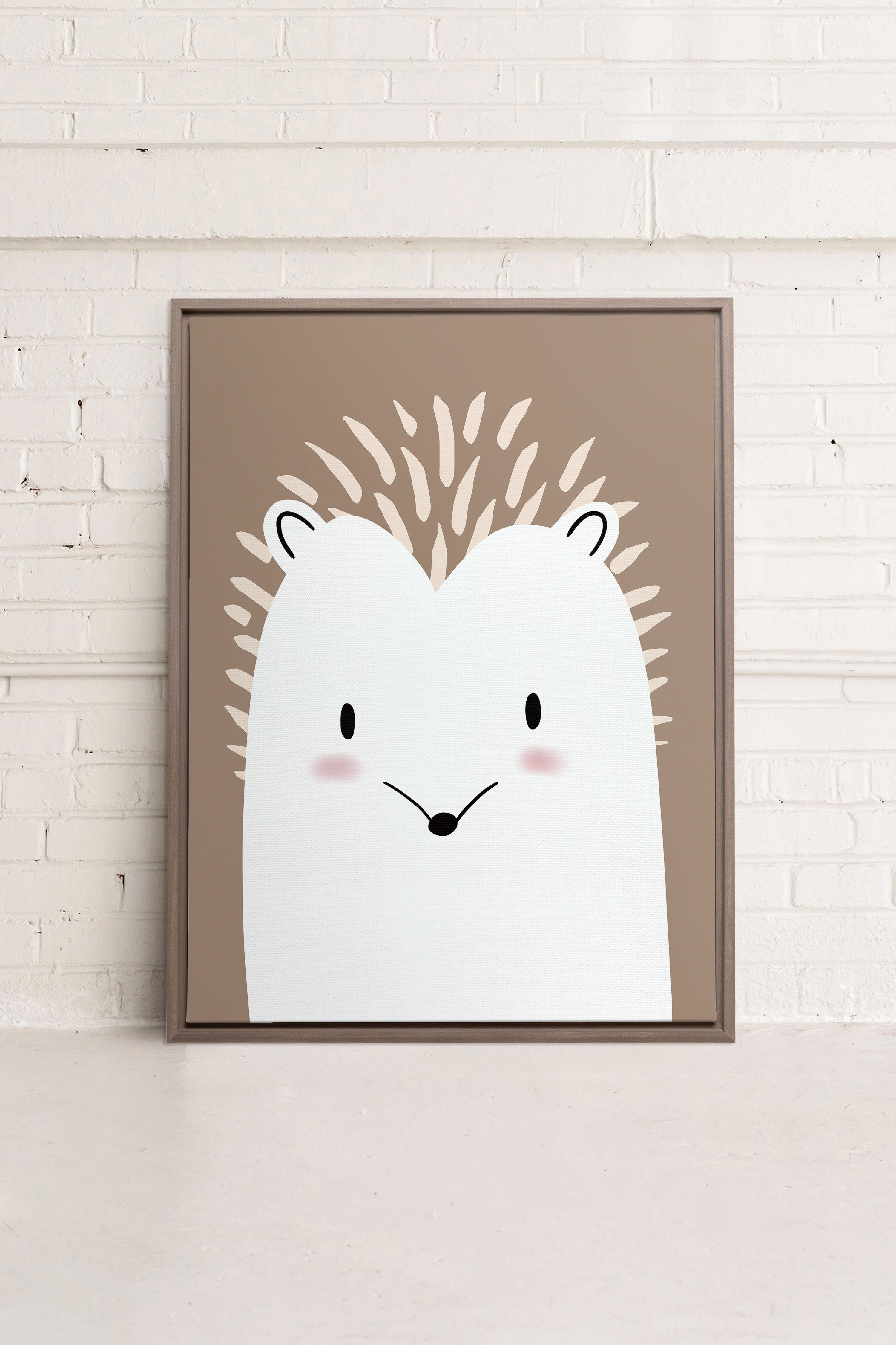 OLEKA CANVAS - HÉRISSON, Oeuvre sur toile étirée, encadré Brun Chêne