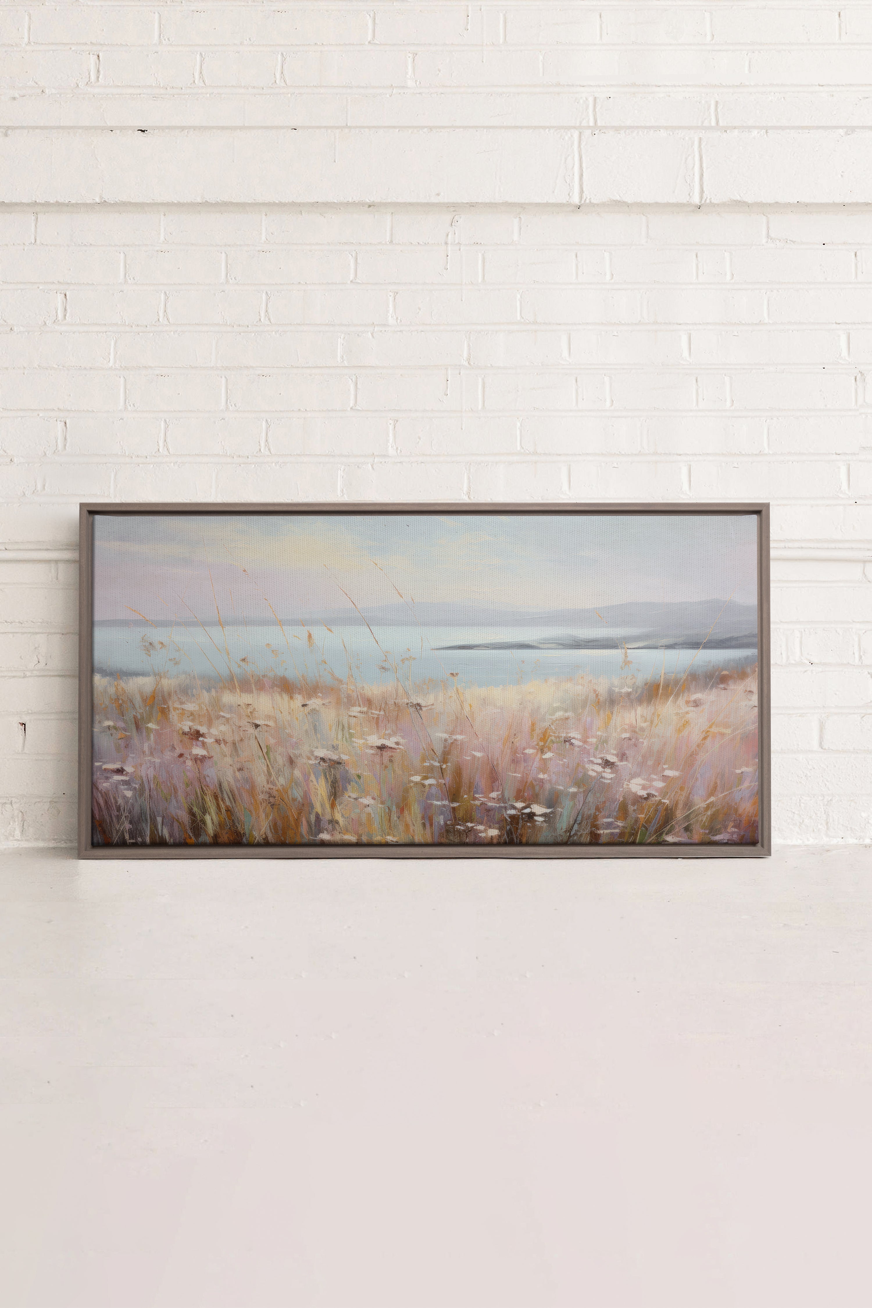 OLEKA CANVAS - Rose Lagoon, Oeuvre sur toile étirée, encadré Brun Chêne