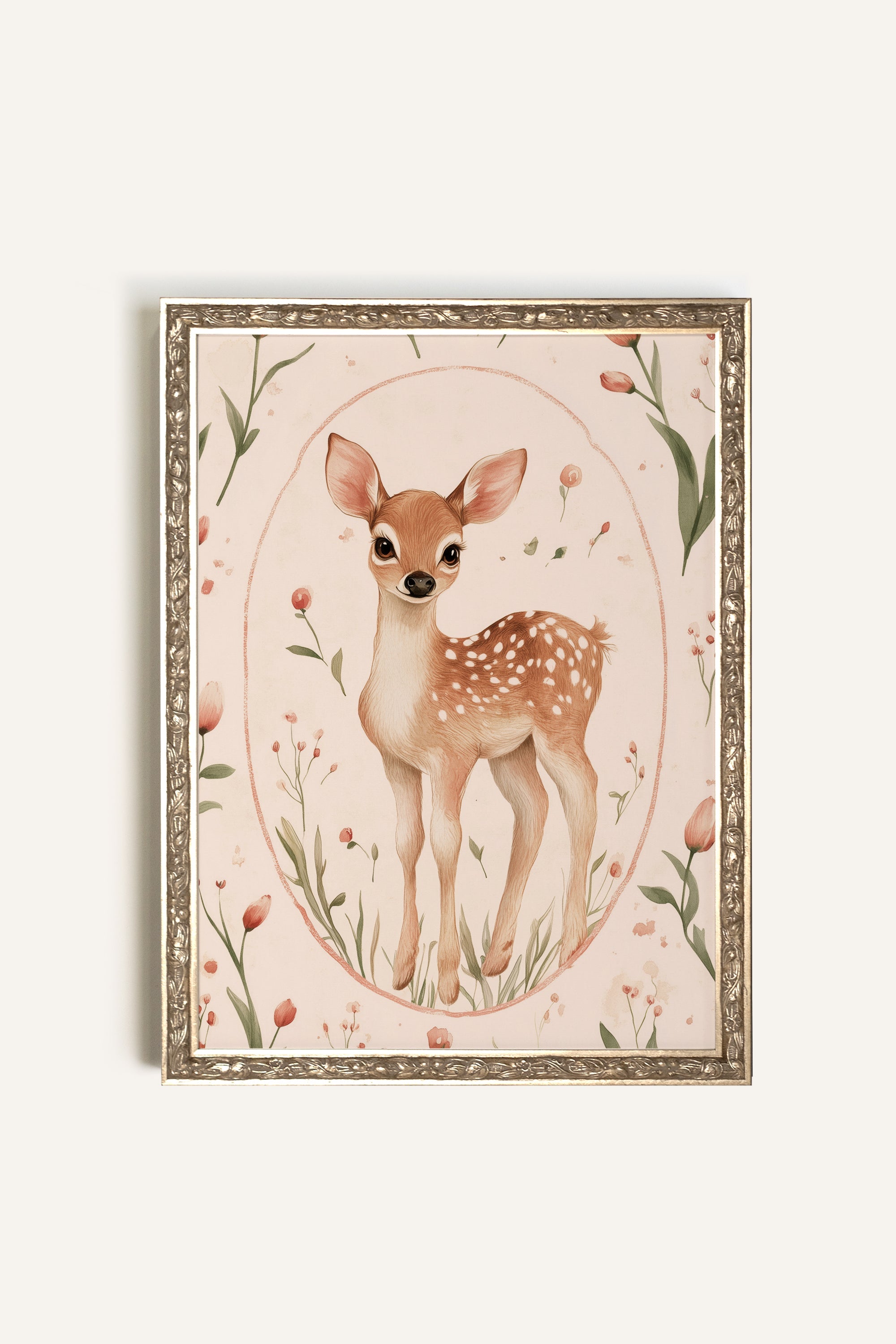 PETIT FAON, Oeuvre sur toile rigide, encadré Vintage Argent