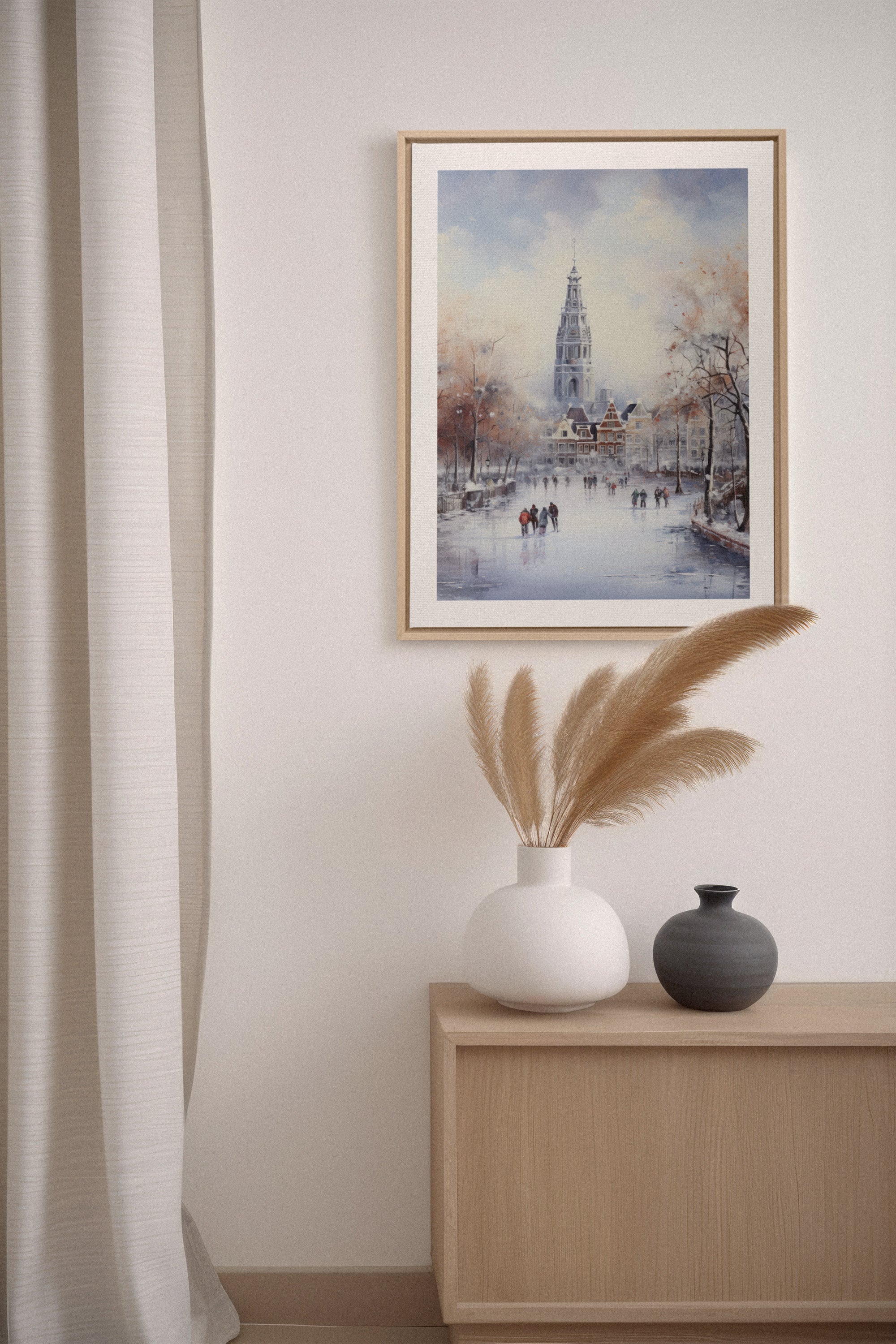 OLEKA CANVAS - Azure Rink, Oeuvre sur toile étirée, encadré Naturel Clair