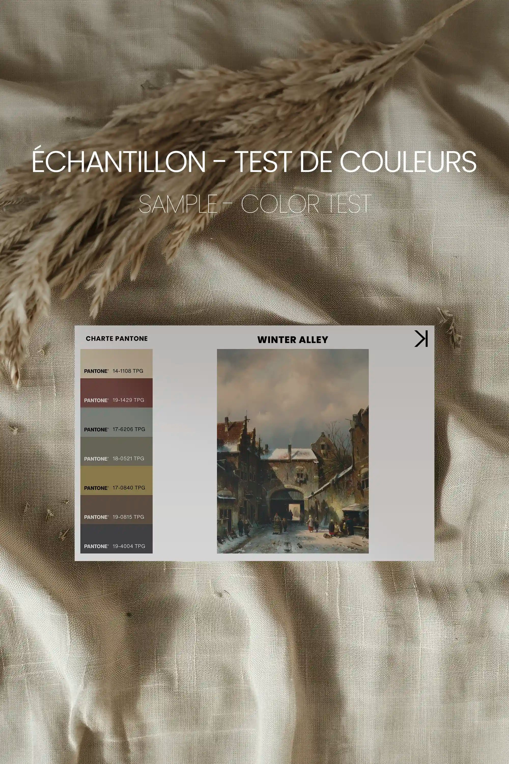 WINTER ALLEY, Oeuvre sur toile étirée, encadré Brun Chêne