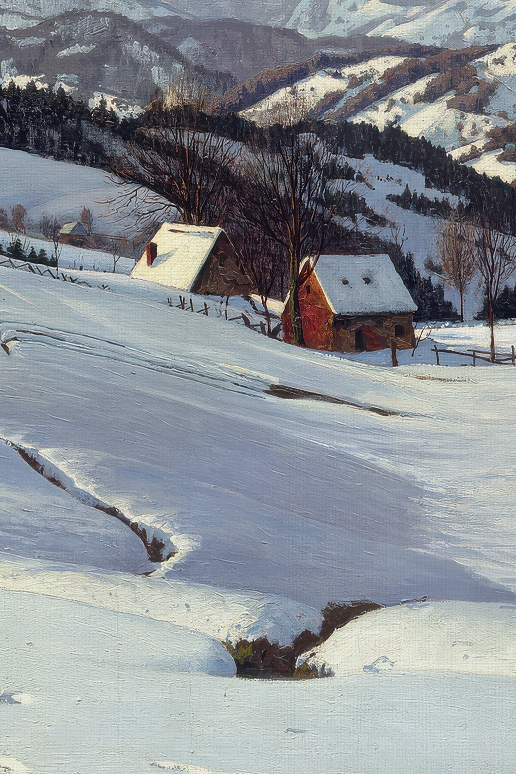 REFLETS DU FROID, Oeuvre sur toile rigide, encadré Vintage Bronze