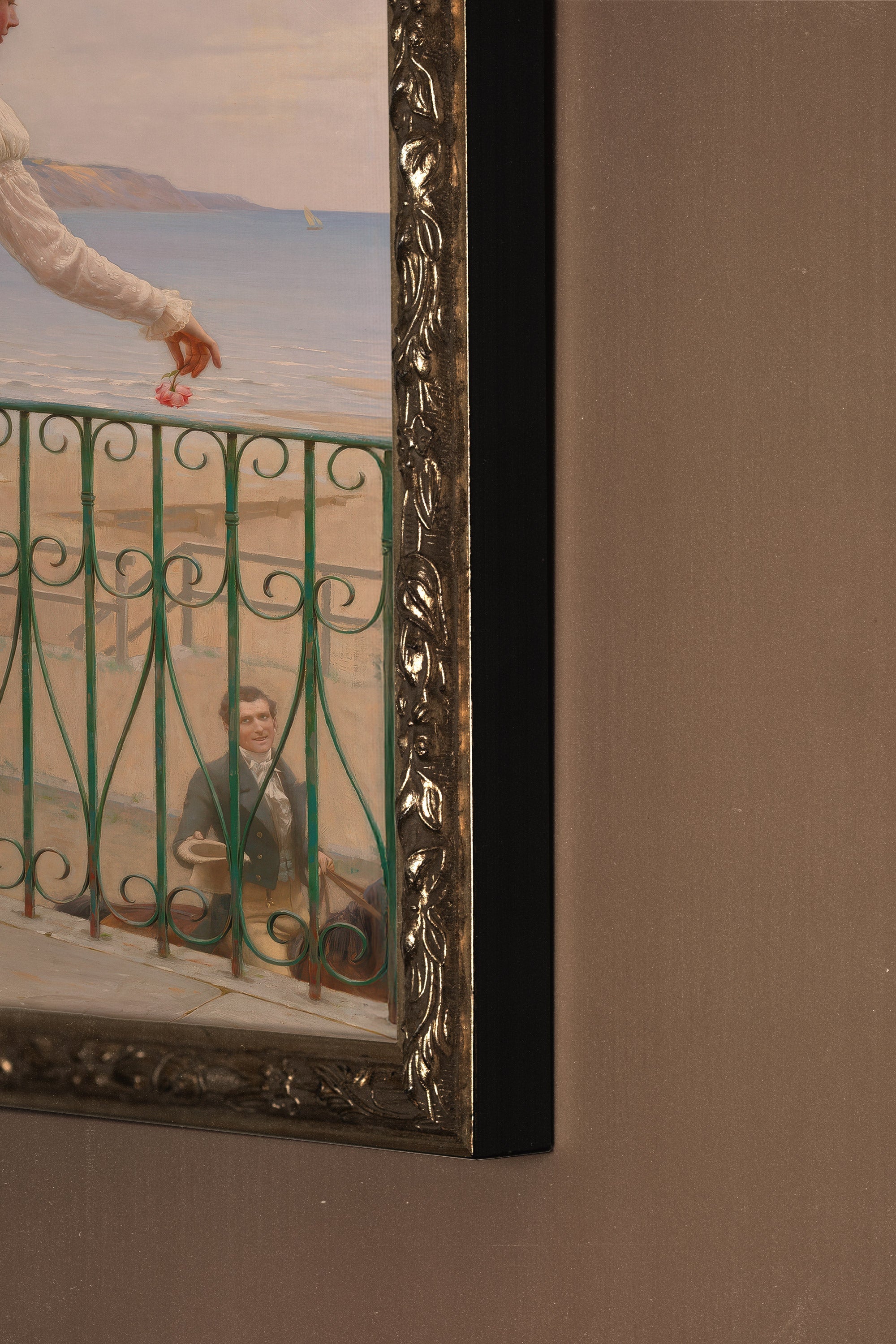 FLEUR DU DESTIN, Artwork on rigid canvas, framed Vintage Silver