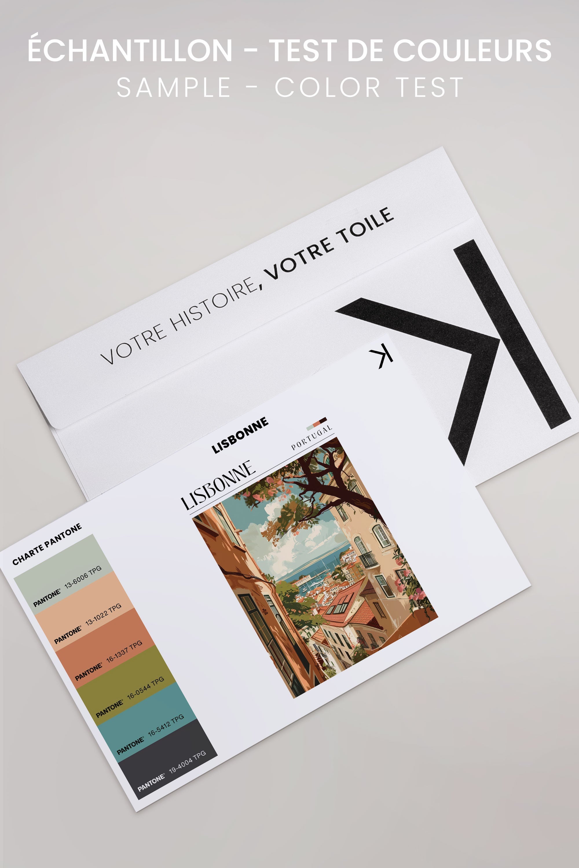 OLEKA CANVAS - Lisbonne, Oeuvre sur toile étirée, encadré Brun Noyer