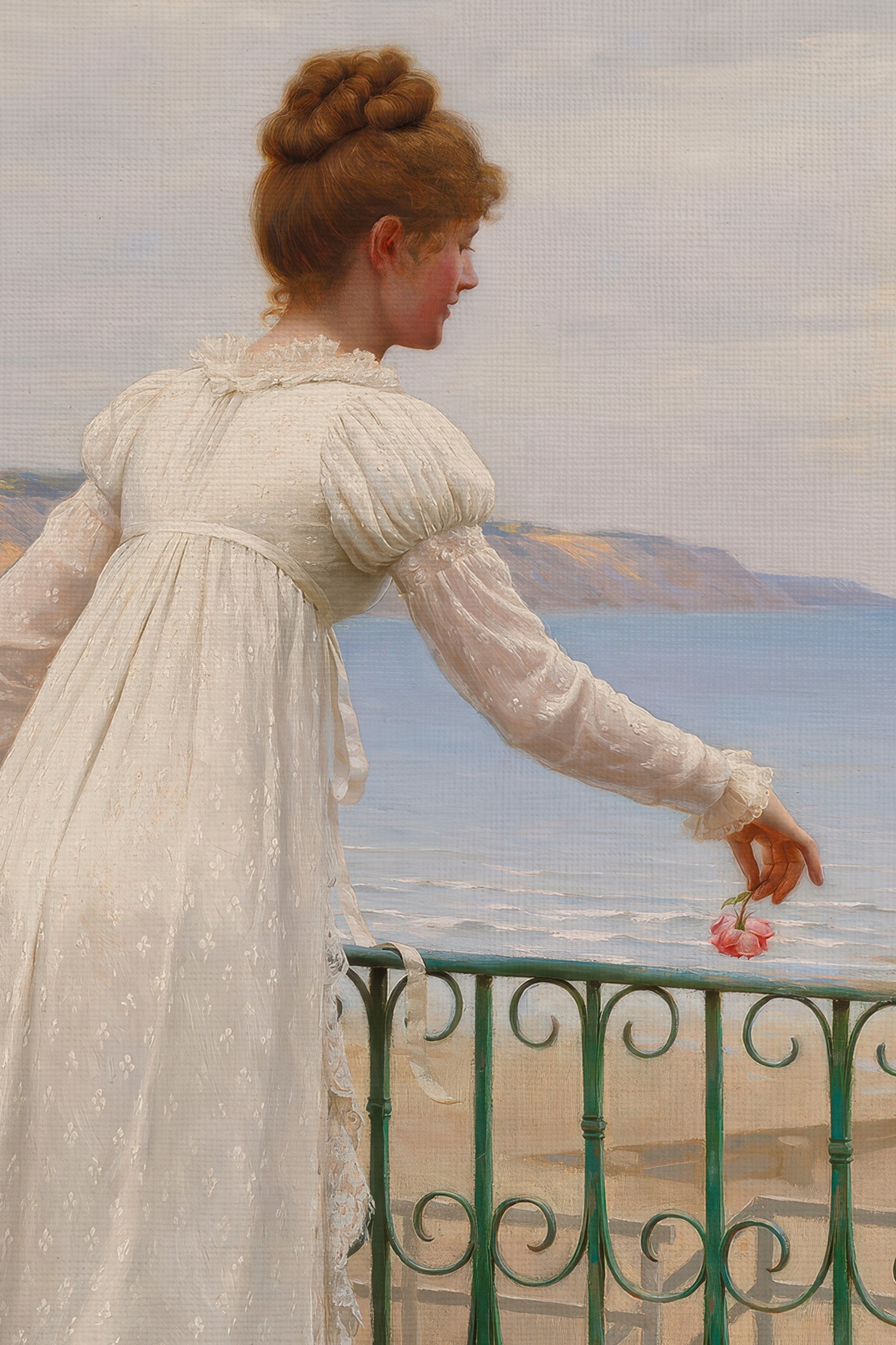 FLEUR DU DESTIN, Artwork on rigid canvas, framed Vintage Silver