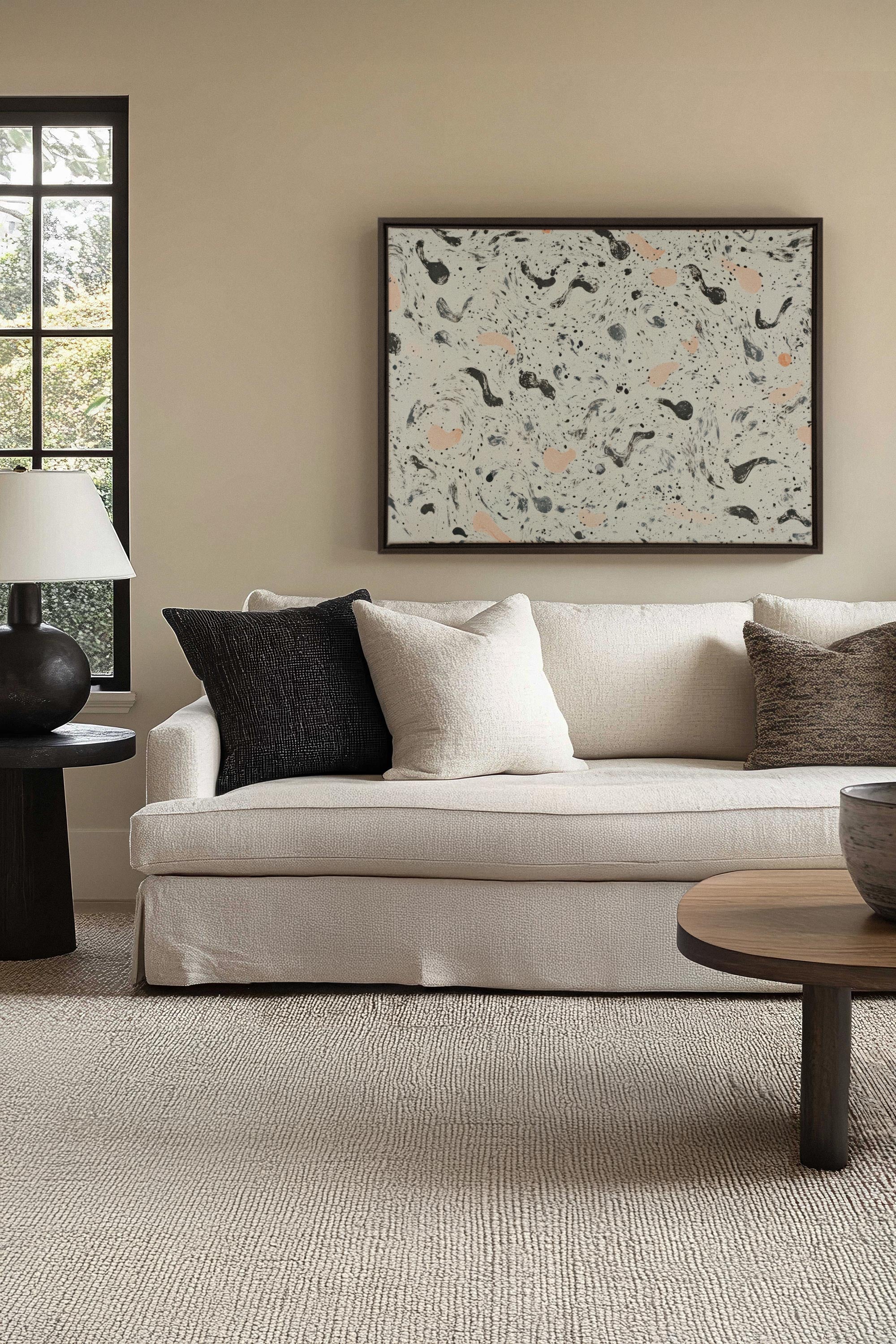 OLEKA CANVAS - ABSTRACT SPARKS, Oeuvre sur toile étirée, encadré Noir