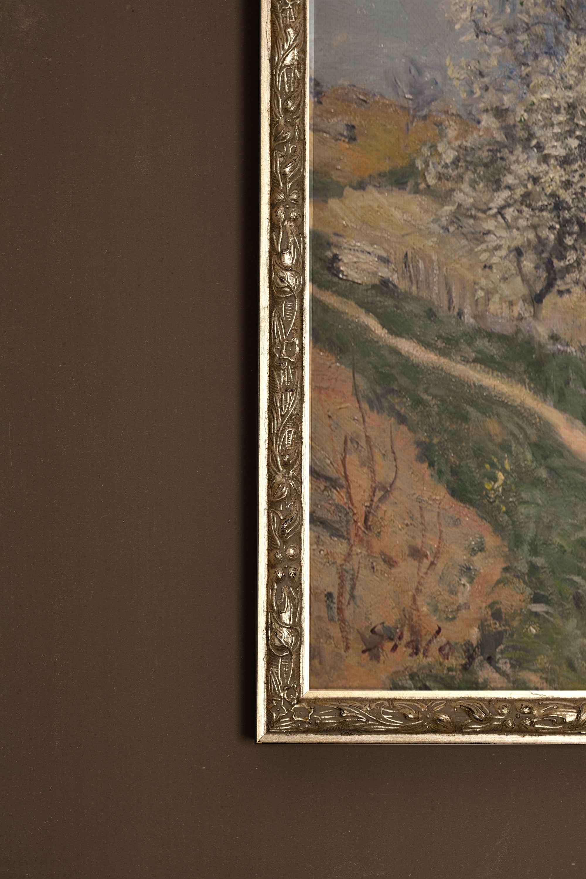 FLORAISON À BOUGIVAL, Oeuvre sur toile rigide, encadré Vintage Argent